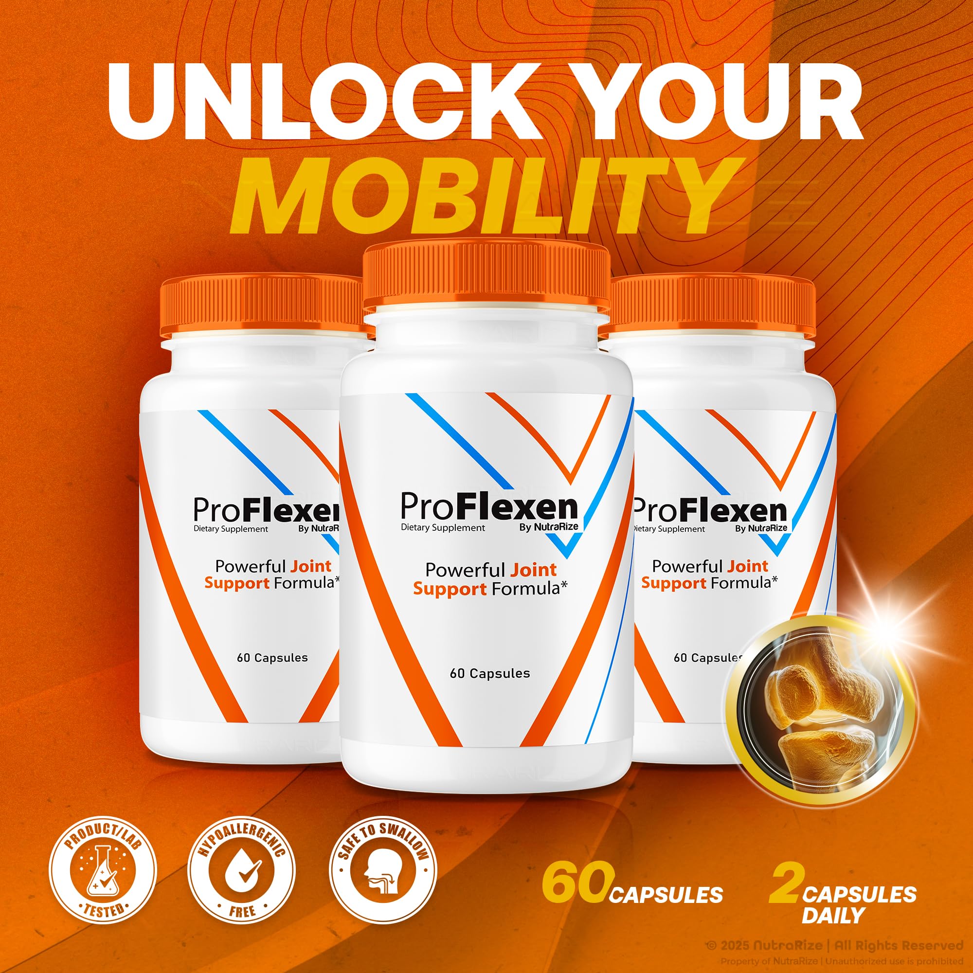ProFlexen Capsules, ProFlexen Advanced Joint Support Formula, ProFlexen Collagen Support Pills, All Natural Supplement for Healthy and Flexible Joints, Official Pro Flexen Joint Reviews (60 Capsules) NutraRize Au supplements