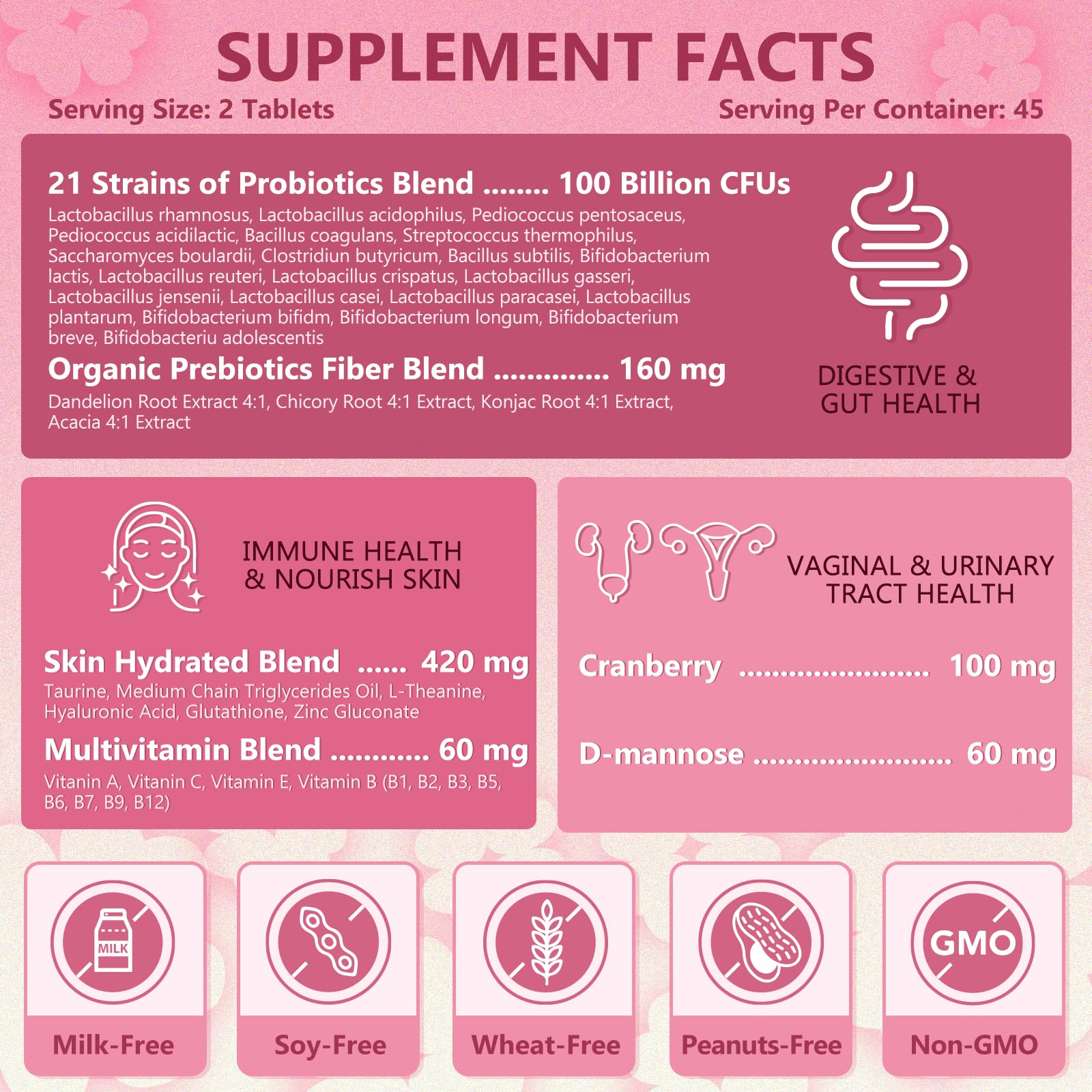Probiotics for Women Digestive Health, Vaginal Probiotics with D-Mannose & Cranberry NATURE TARGET Au supplements