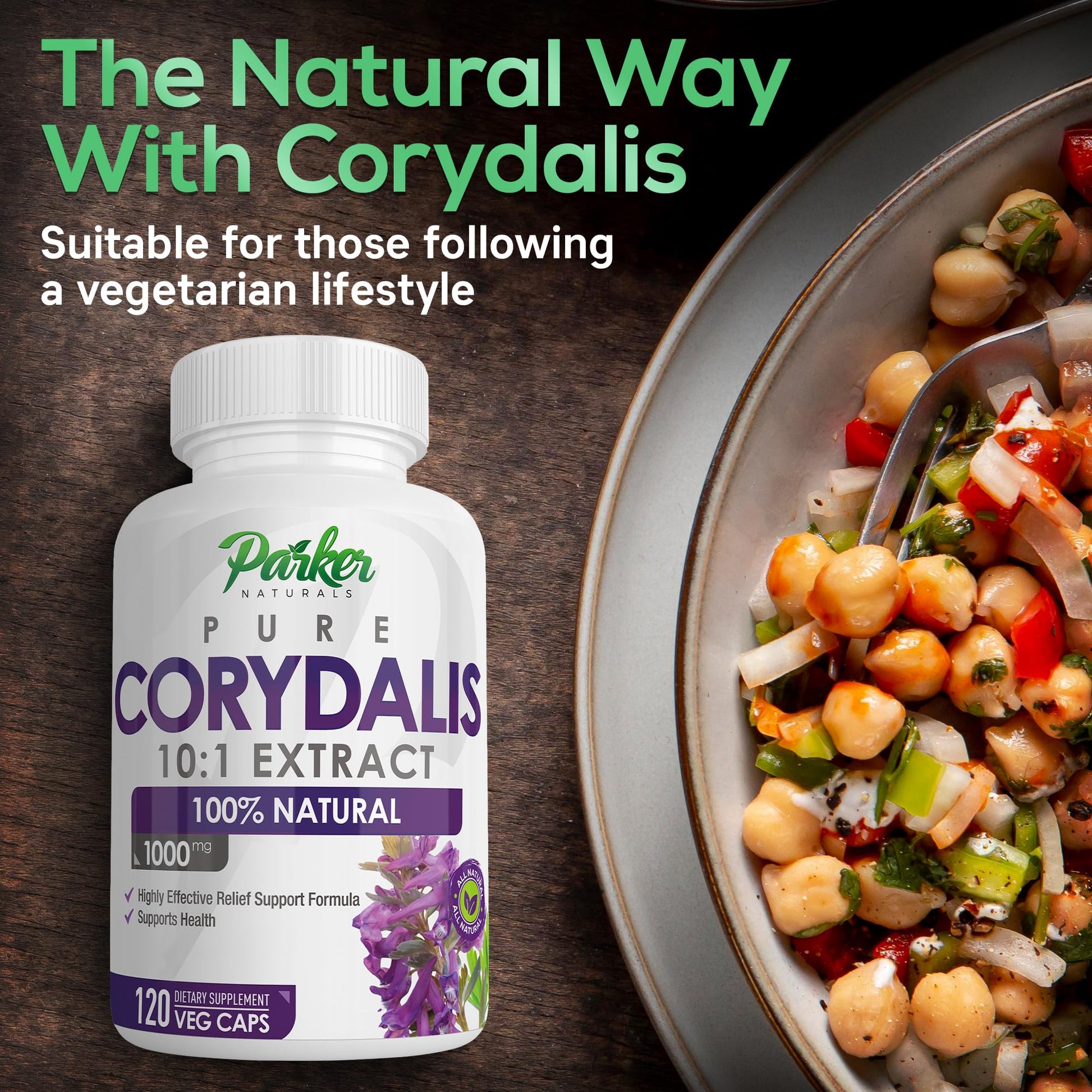 Pure Corydalis Root Extract Capsule - 1000mg Strength, 10:1 Corydalis Yanhusuo Extract, Natural Relief, Long Lasting, 100% Vegetarian, 60 Servings, 120 Count Parker Naturals Au supplements