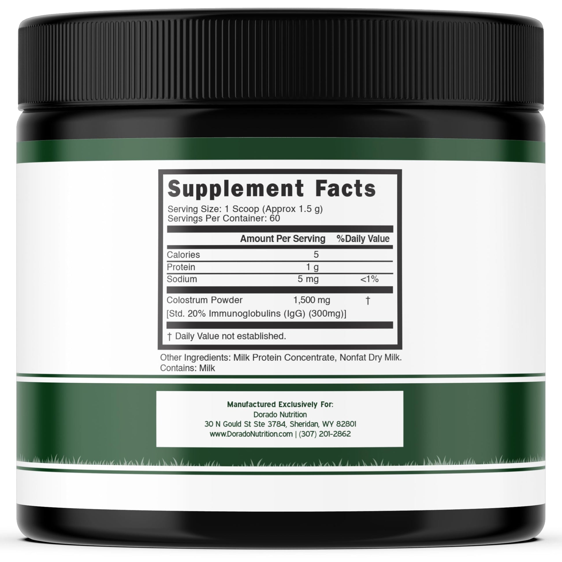 Colostrum Supplement Powder 90g (60 Servings of 1.5g Pure Bovine Colostrum Std. to Contain 20% IgG Immunoglobulins) Grass Fed Powder - No Fillers, Third Party Tested, Unflavored & Non-GMO DORADO NUTRITION Au supplements