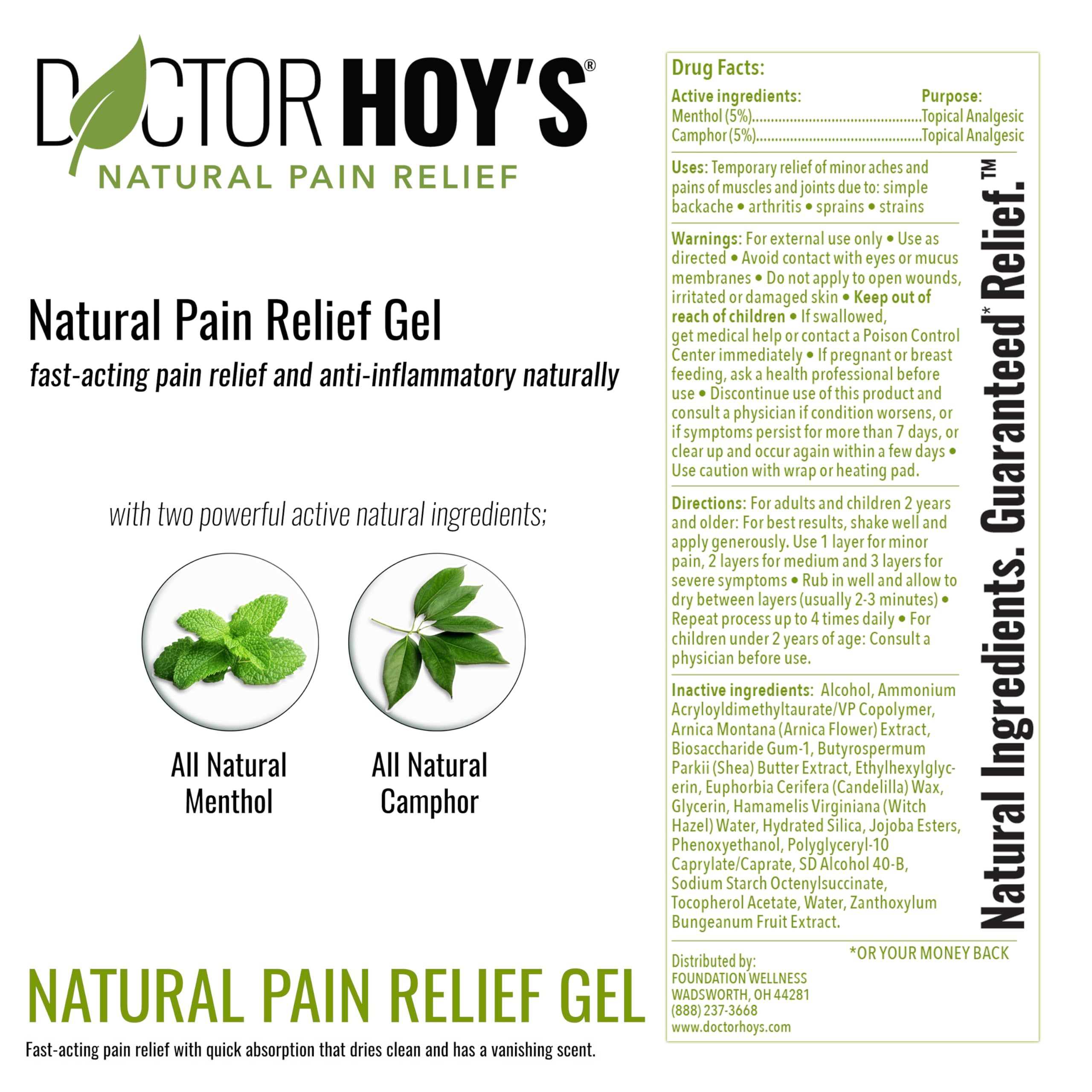 DOCTOR HOY'S Natural Pain Relief Gel and Arnica Boost Recovery Cream, Clean, Safe, Effective Natural Pain Relief and Anti-Inflammatory, 3 oz Combo Pk DOCTOR HOY'S Au supplements