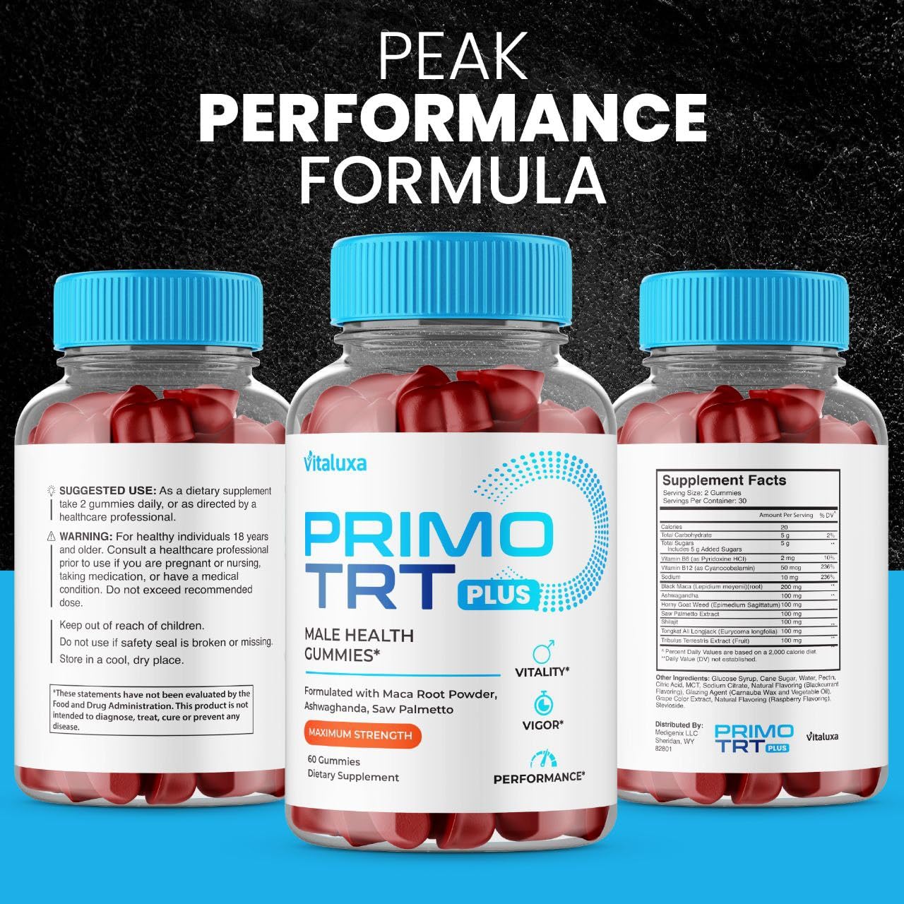 (2 Pack) Primo TRT Gummies, Primo TRT Advanced Performance Blend Supplement, PrimoTRT Try Prime Gomitas Maximum Strength for Males Support for Overall Health Wellness All Natural Ingredients (120 Ct) Vitaluxa Au supplements