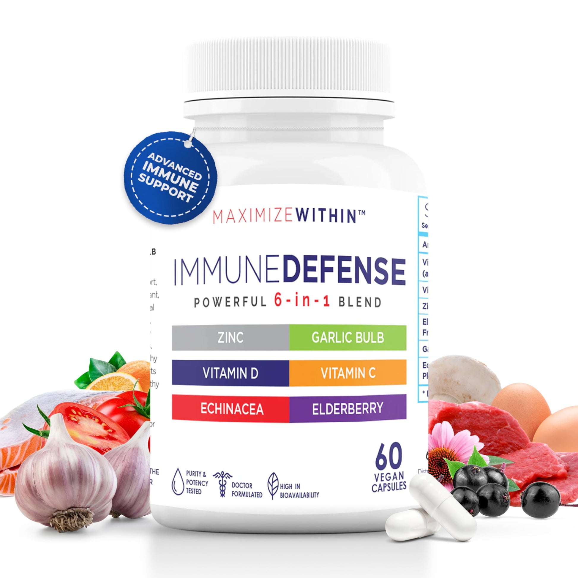 Maximum Slim Powerful 6-in-1 Immune Support Supplement with Zinc, Vitamin C, Elderberry, Vitamin D, Echinacea, & Garlic, 60 Count Maximum Slim Au supplements
