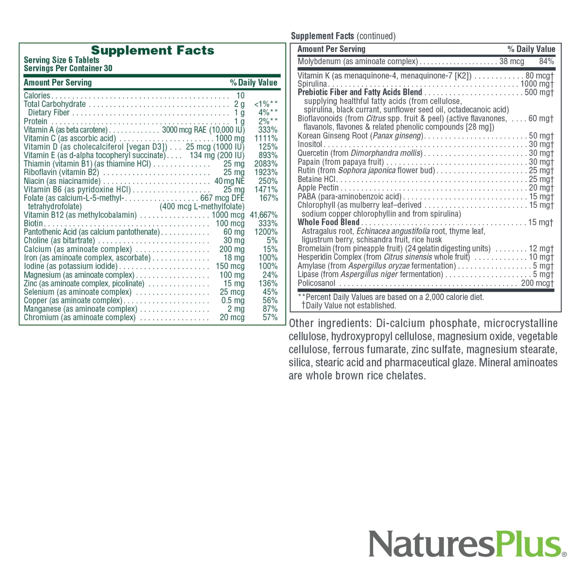 NaturesPlus Ultra Source of Life with Lutein - 180 Tablets - Multivitamin Supplement with Whole Foods - Supports Natural Energy & Overall Well-Being - Gluten Free, Vegetarian - 60 Servings NaturesPlus Au supplements