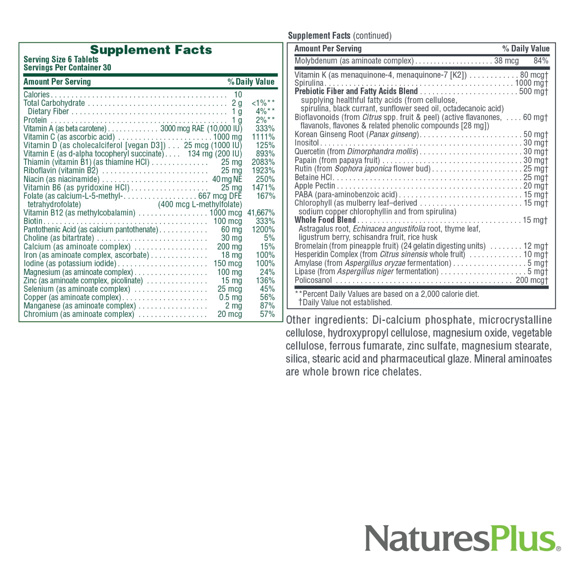 NaturesPlus Ultra Source of Life with Lutein - 180 Tablets - Multivitamin Supplement with Whole Foods - Supports Natural Energy & Overall Well-Being - Gluten Free, Vegetarian - 60 Servings NaturesPlus Au supplements