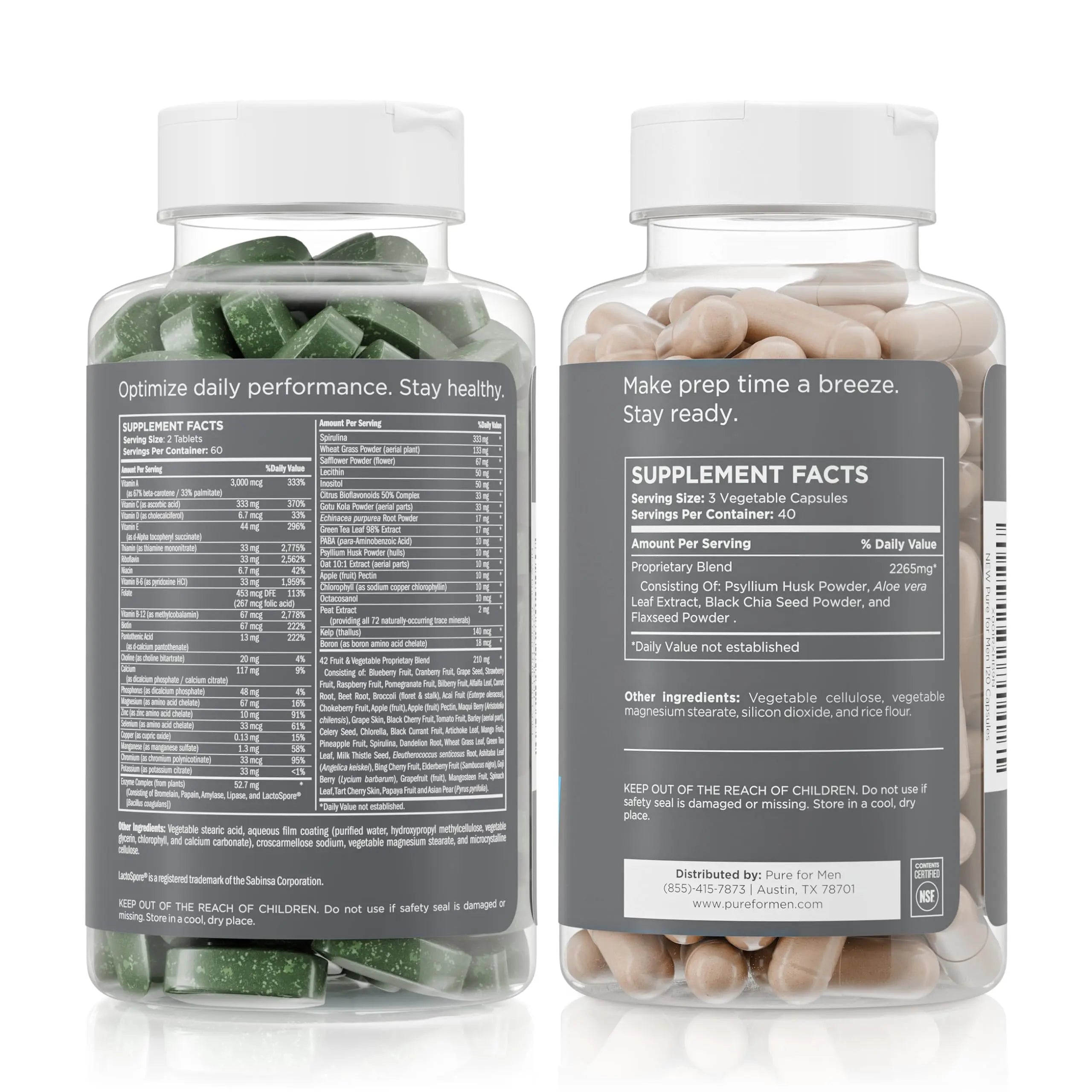 Pure for Men Original Stay Ready Fiber Supplement (120 Capsules) + Vegan Multivitamin (120 Capsules) Pure for Men Au supplements