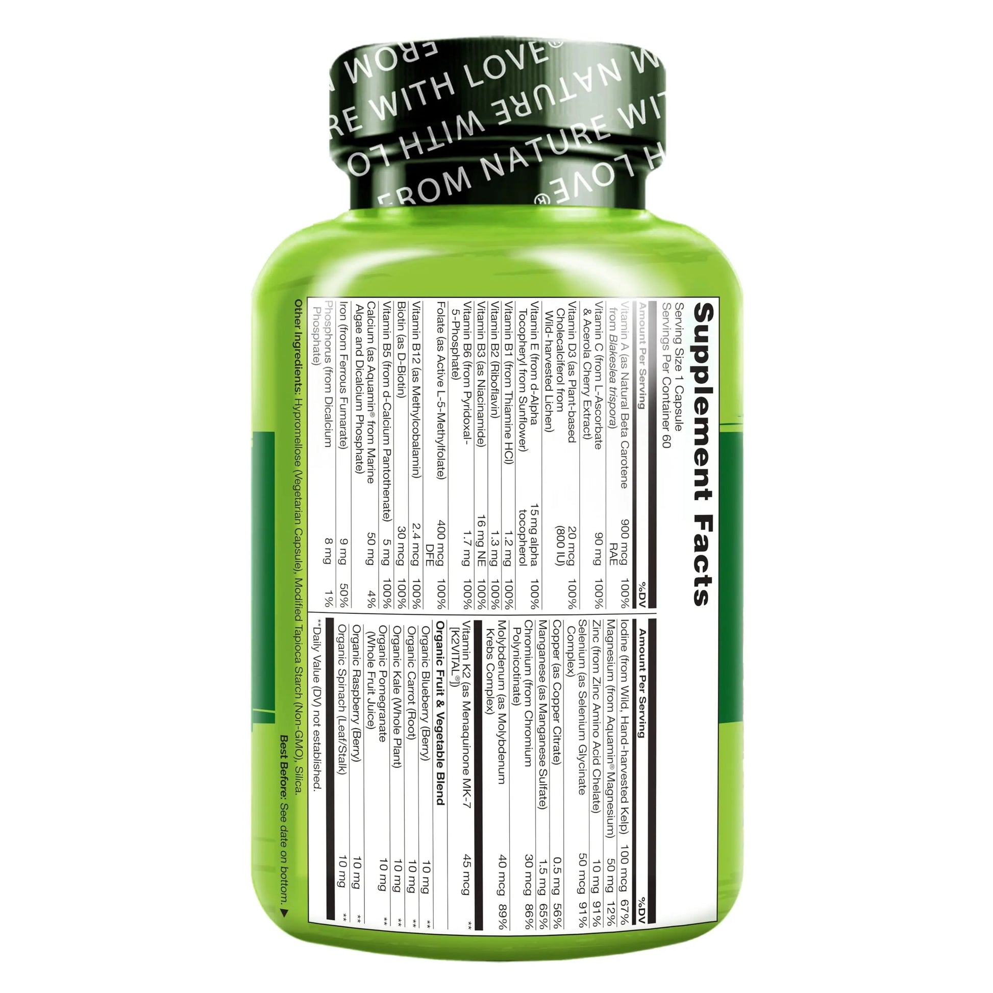 NATURELO One Daily Multivitamin for Women w/Vitamin B12, 60 Ct, Energy Support, Whole Food Daily Women Multivitamin Supplement NATURELO Au supplements
