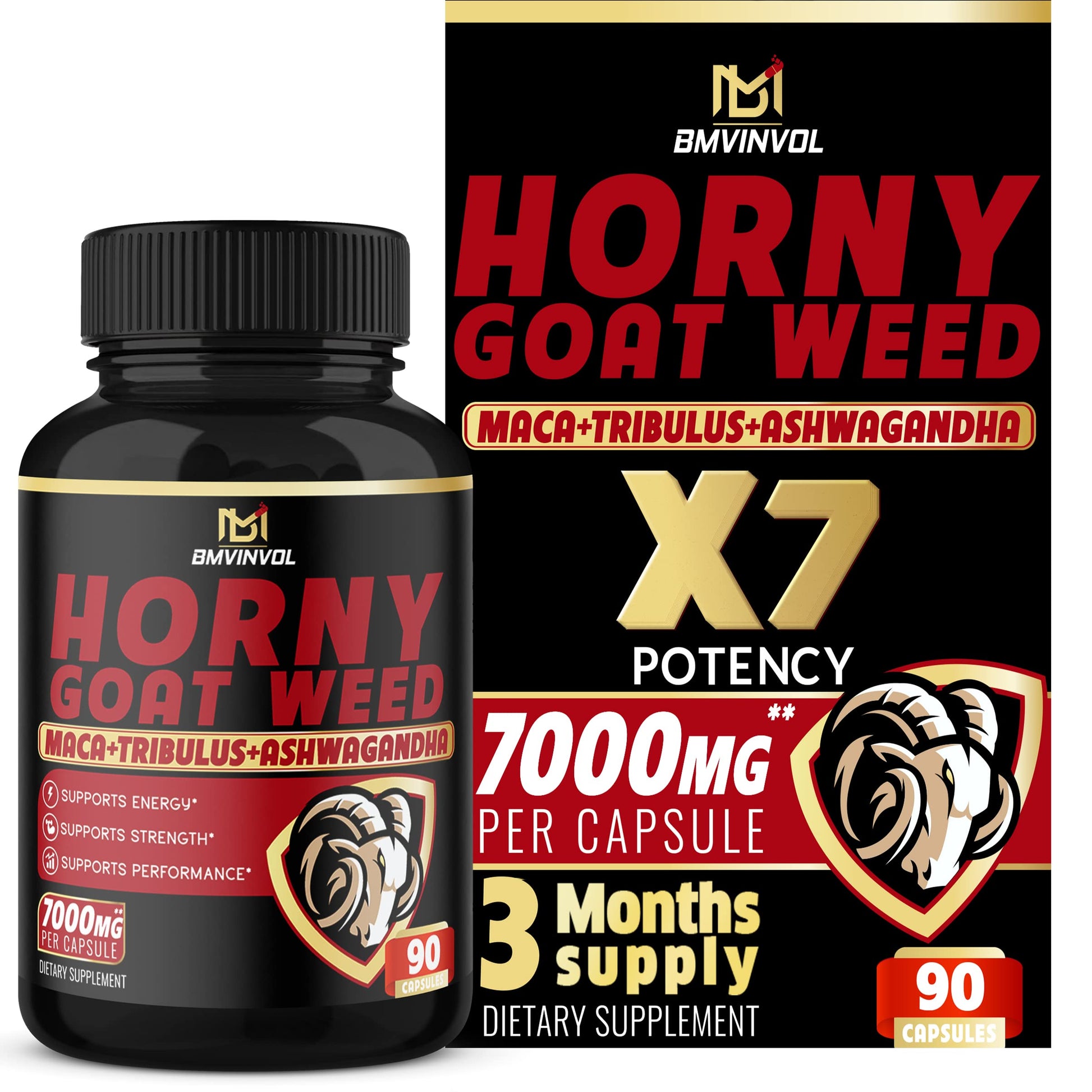 BMVINVOL Horny Goat Weed Capsules - 7000mg Herbal Equivalent BMVINVOL Au supplements
