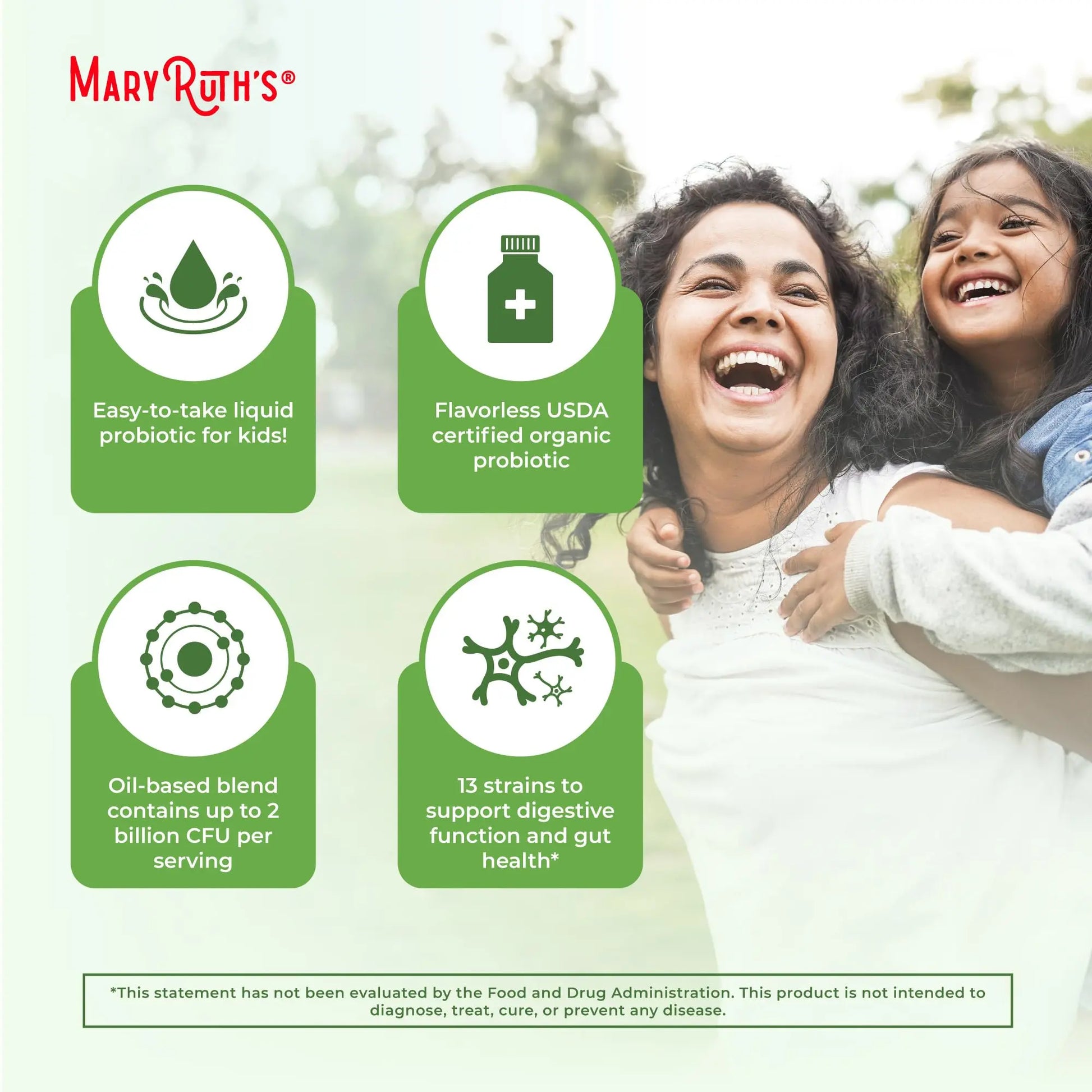 MaryRuth Organics Liquid Probiotic for Ages 4+ | 2 Billion CFU | 13 Probiotic Strains | Gut Health & Digestive Support | Gas & Bloating Support | Vegan | Gluten Free | Travel-Friendly | 20 Servings MARYRUTH'S Au supplements
