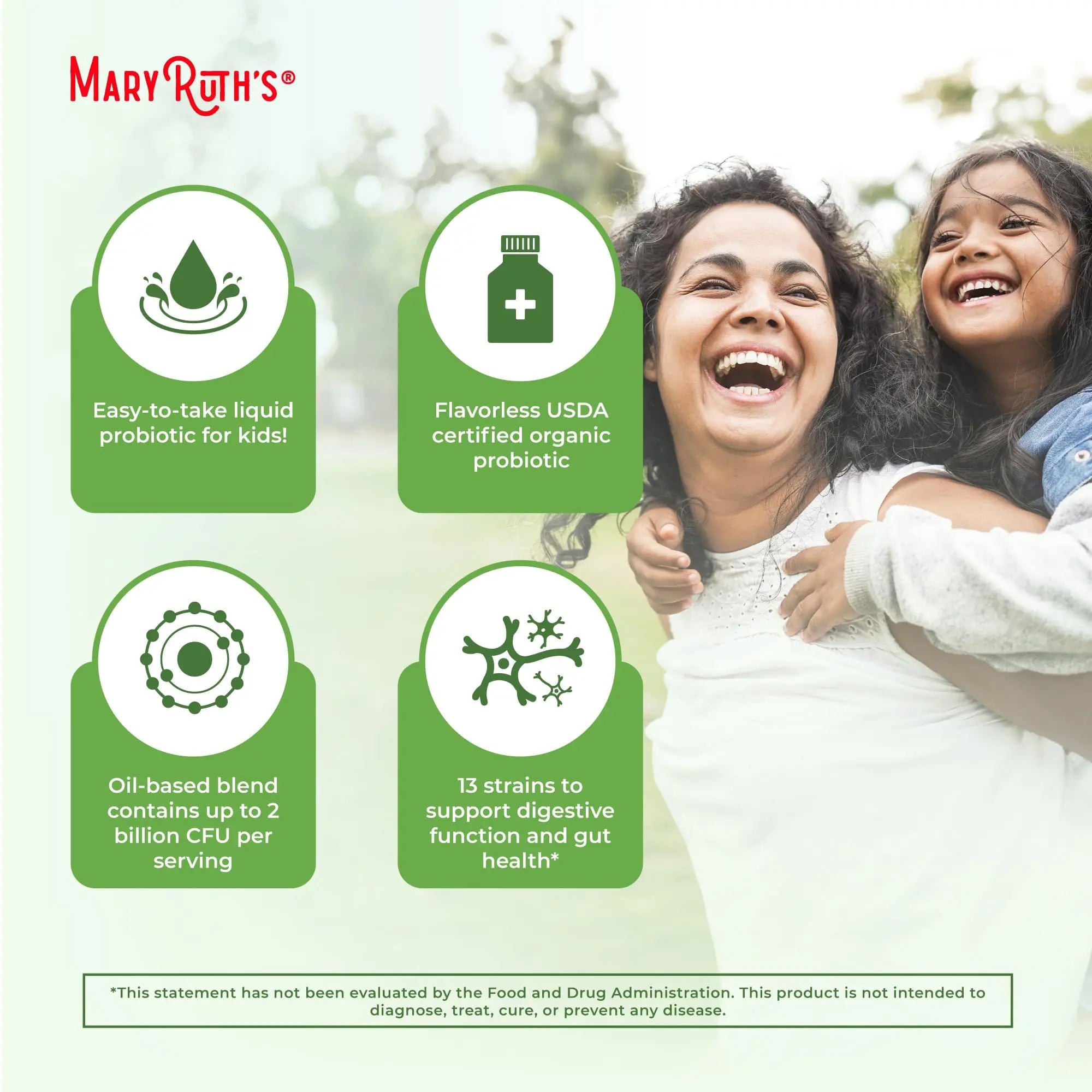 MaryRuth Organics Liquid Probiotic for Ages 4+ | 2 Billion CFU | 13 Probiotic Strains | Gut Health & Digestive Support | Gas & Bloating Support | Vegan | Gluten Free | Travel-Friendly | 20 Servings MARYRUTH'S Au supplements