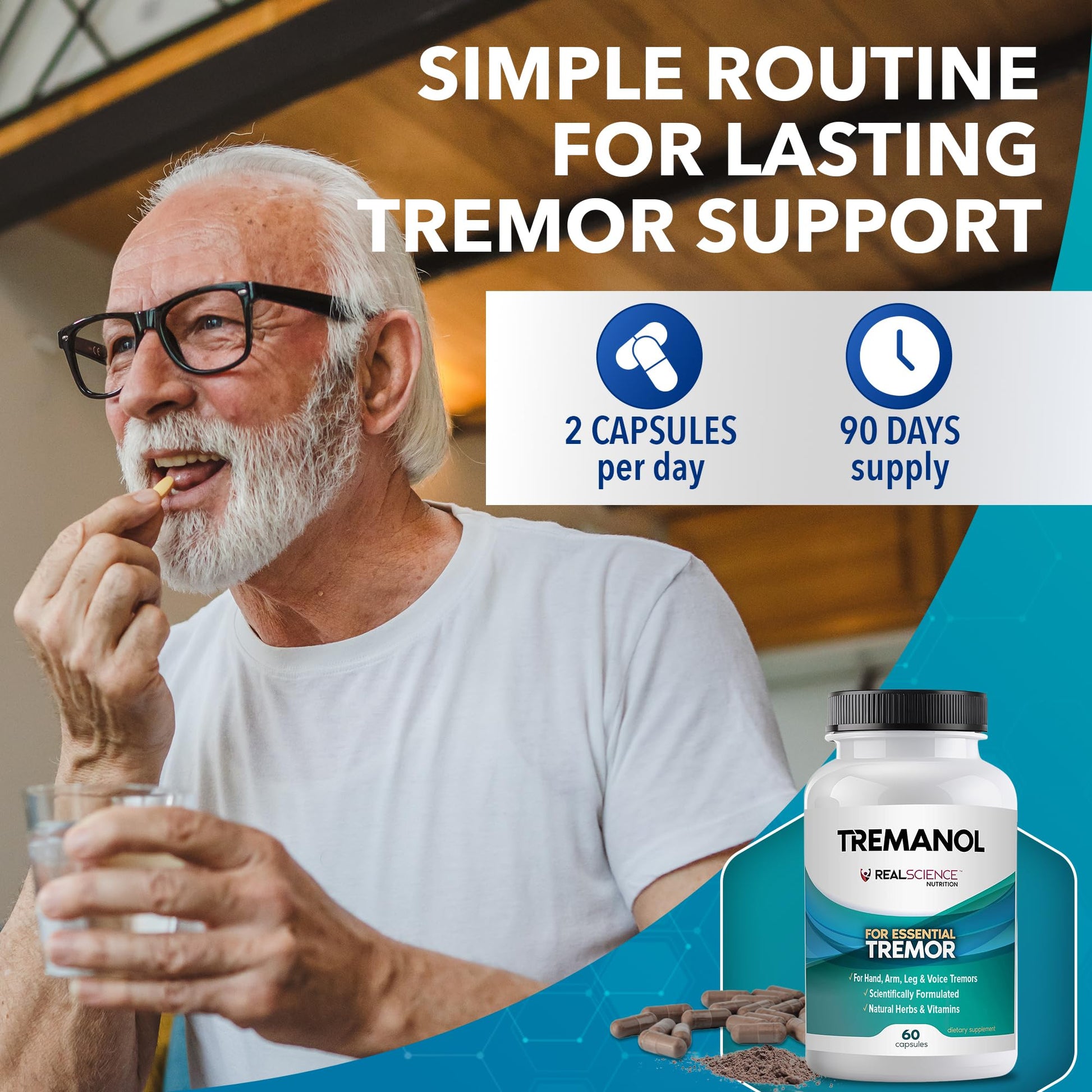 Tremanol Natural Aid Herbal Supplement – Includes Vitamin B2 & B12, Passionflower & Skullcap – 60 Caps (Pack of 3) – Made in USA Tremanol Au supplements