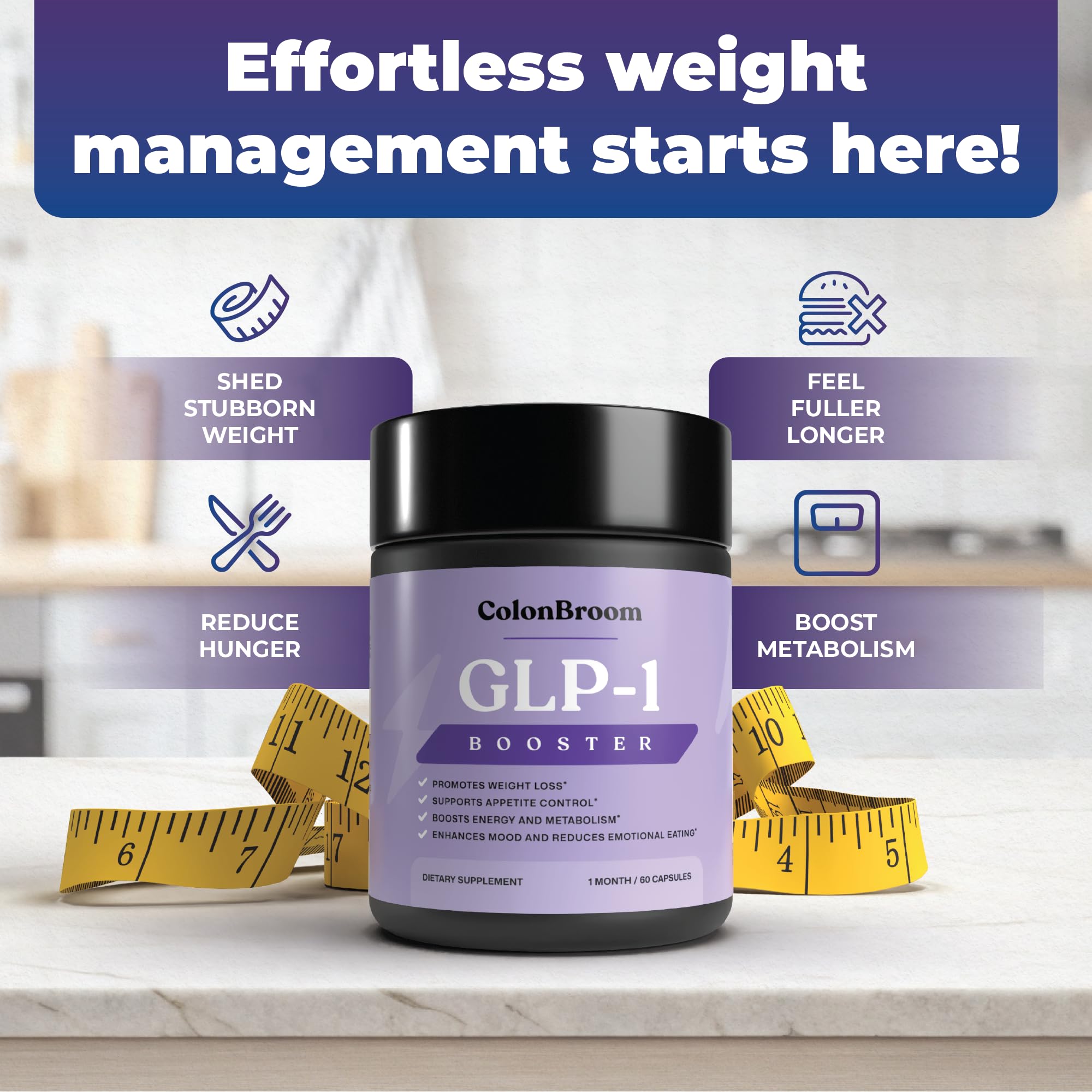 ColonBroom GLP-1 Weight Management Supplement for Women & Men - GLP1 Supports Gut Health, Metabolic Wellness & Appetite Regulation - Vegan, Gluten-Free Diet Capsules | 120 Count ColonBroom Au supplements