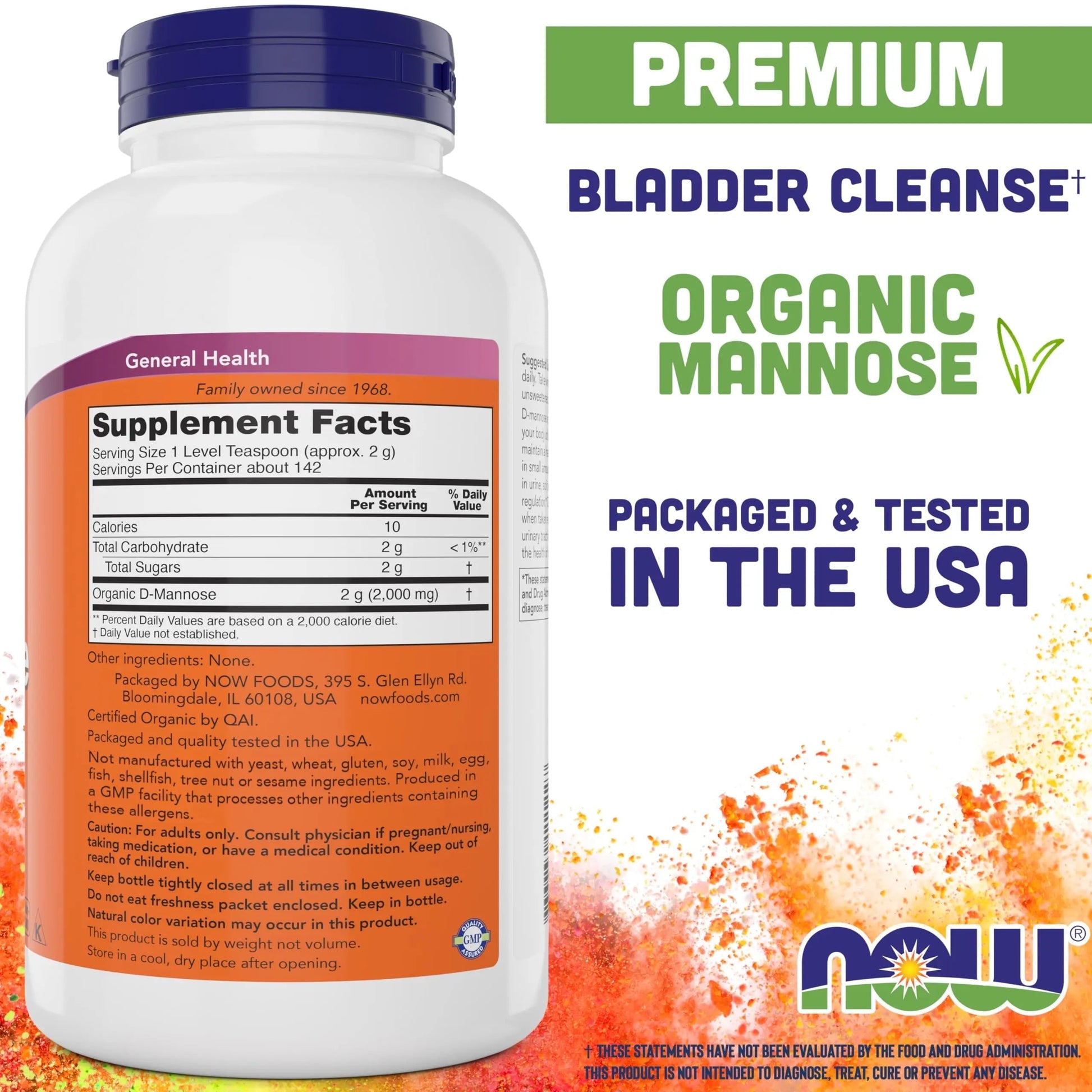 NOW Foods Pure, Organic D-Mannose 10 oz Powder (Pack of 2) - Bladder Cleanse and Urinary Tract Health Supplement - Non-GMO - Vegan Friendly - 2000mg / 2 Grams per Serving NOW Foods Au supplements