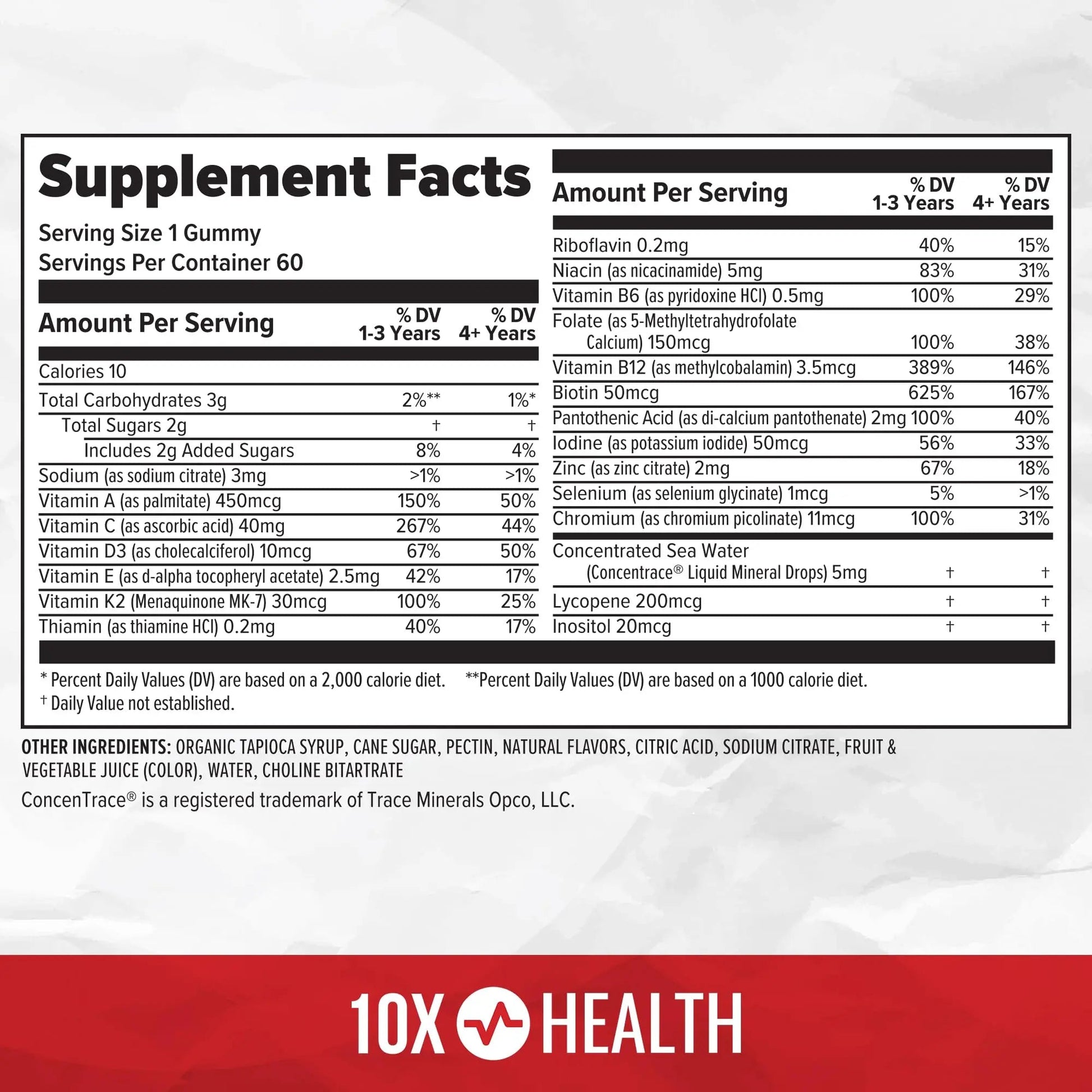 10X Health Children’s Methylated Multivitamin Gummies - 60 Count Kids Multivitamin Gummies, Complete Daily Nutrition 10X Health System Au supplements