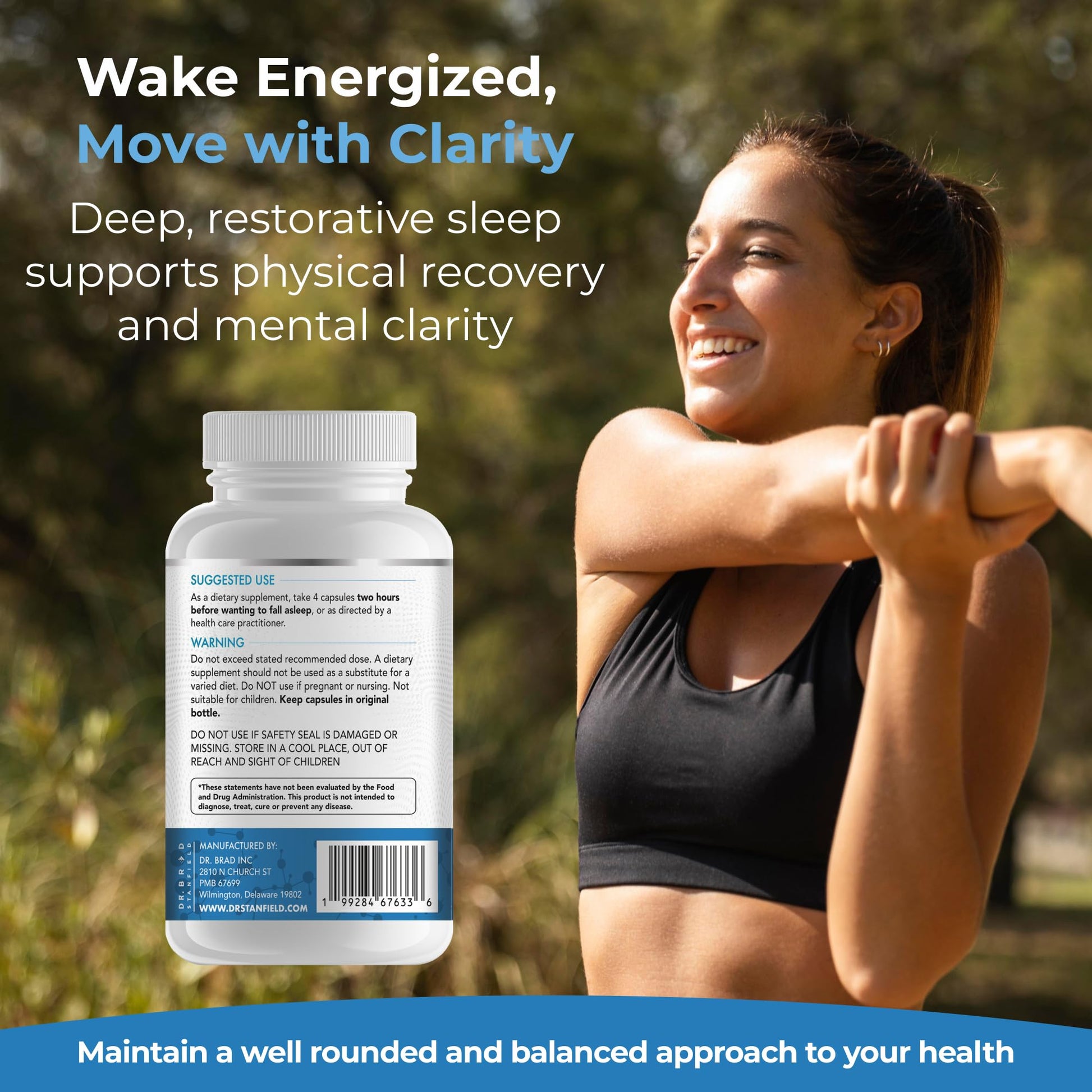 Dr Brad Stanfield Melatonin 300mcg + Magnesium Glycinate 126mg + Glycine 2,500mg for Sleep (120 Count, 30 Servings) Dr Brad Stanfield Au supplements