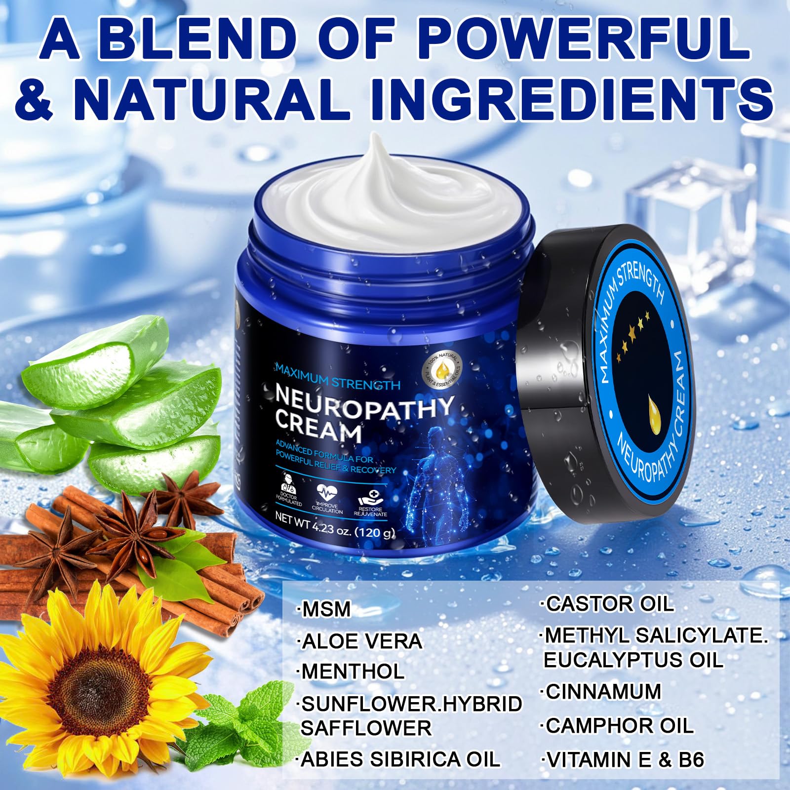 Neuropathy Cream for Feet, Legs & Hands – Lightweight, Plant-Based Formula with Cooling Comfort, 4 oz CFXYHNOX Au supplements