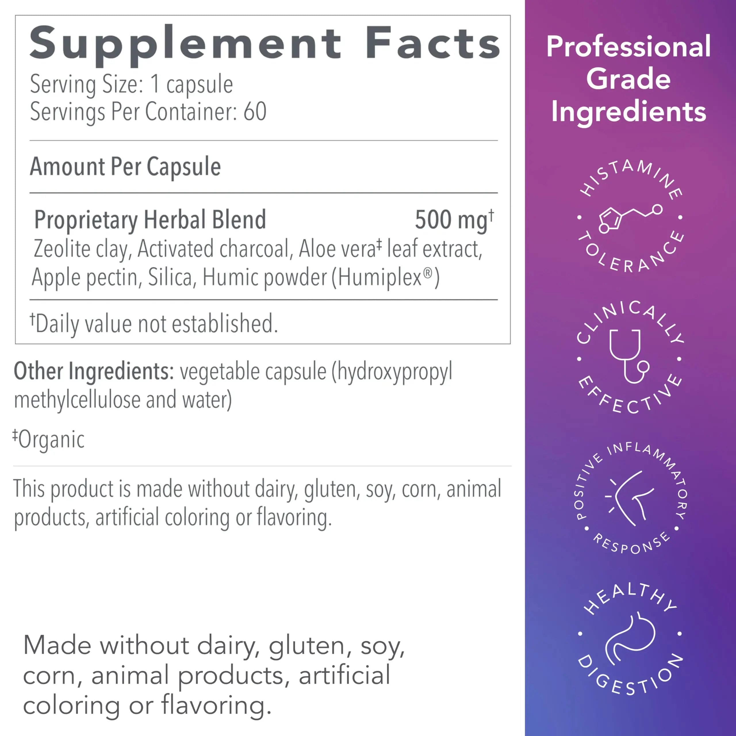 Biocidin G.I. Detox+ Activated Charcoal Binder & Zeolite Detox Supplements with Silica - Helps Bind & Clear Toxins - Supports Full Body Cleansing and May Reduce Bloating (60 Capsules) Bio-Botanical Research Au supplements