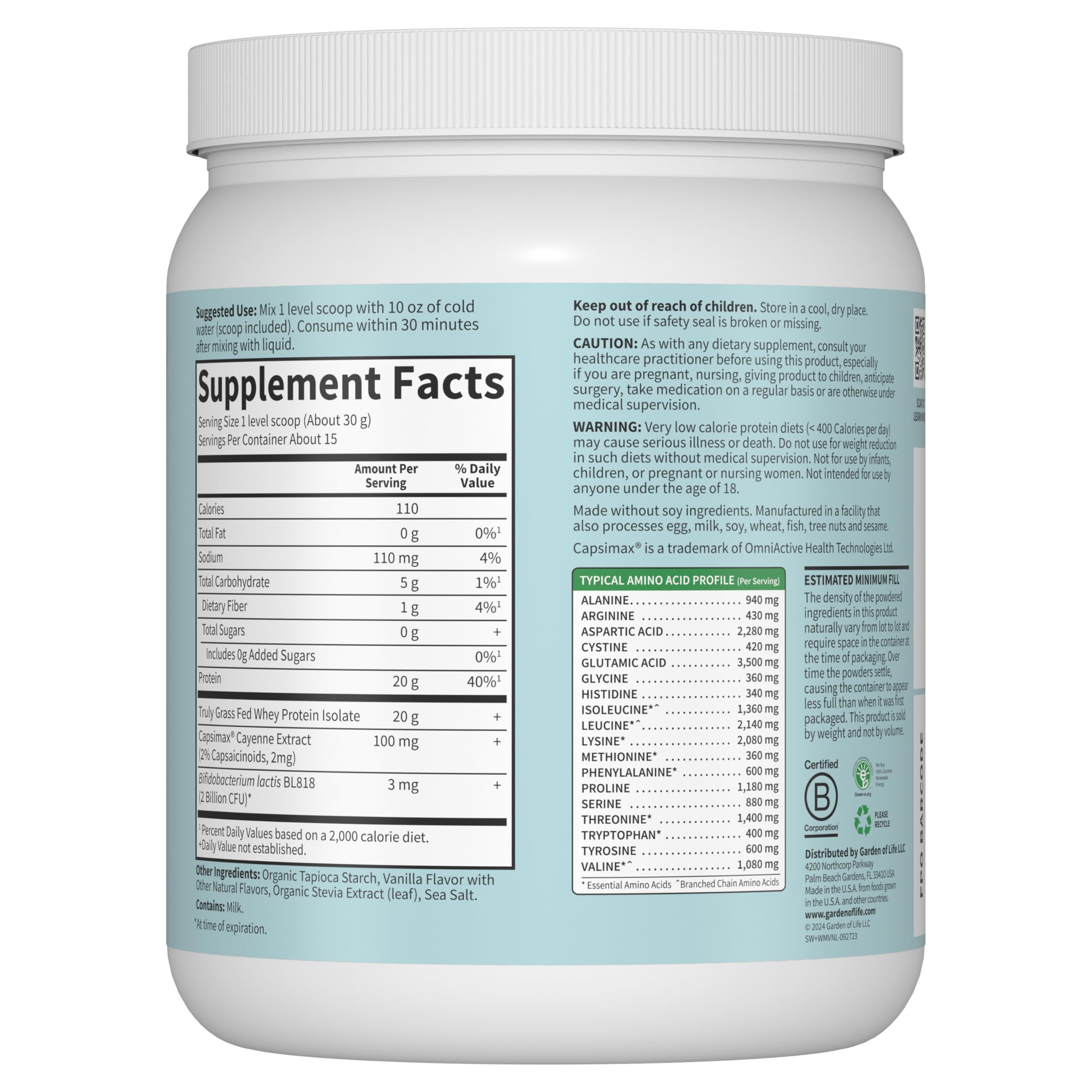 Garden of Life Sport Whey Plus Weight Management with Amino Energy - 20g of Grass Garden of Life Au supplements