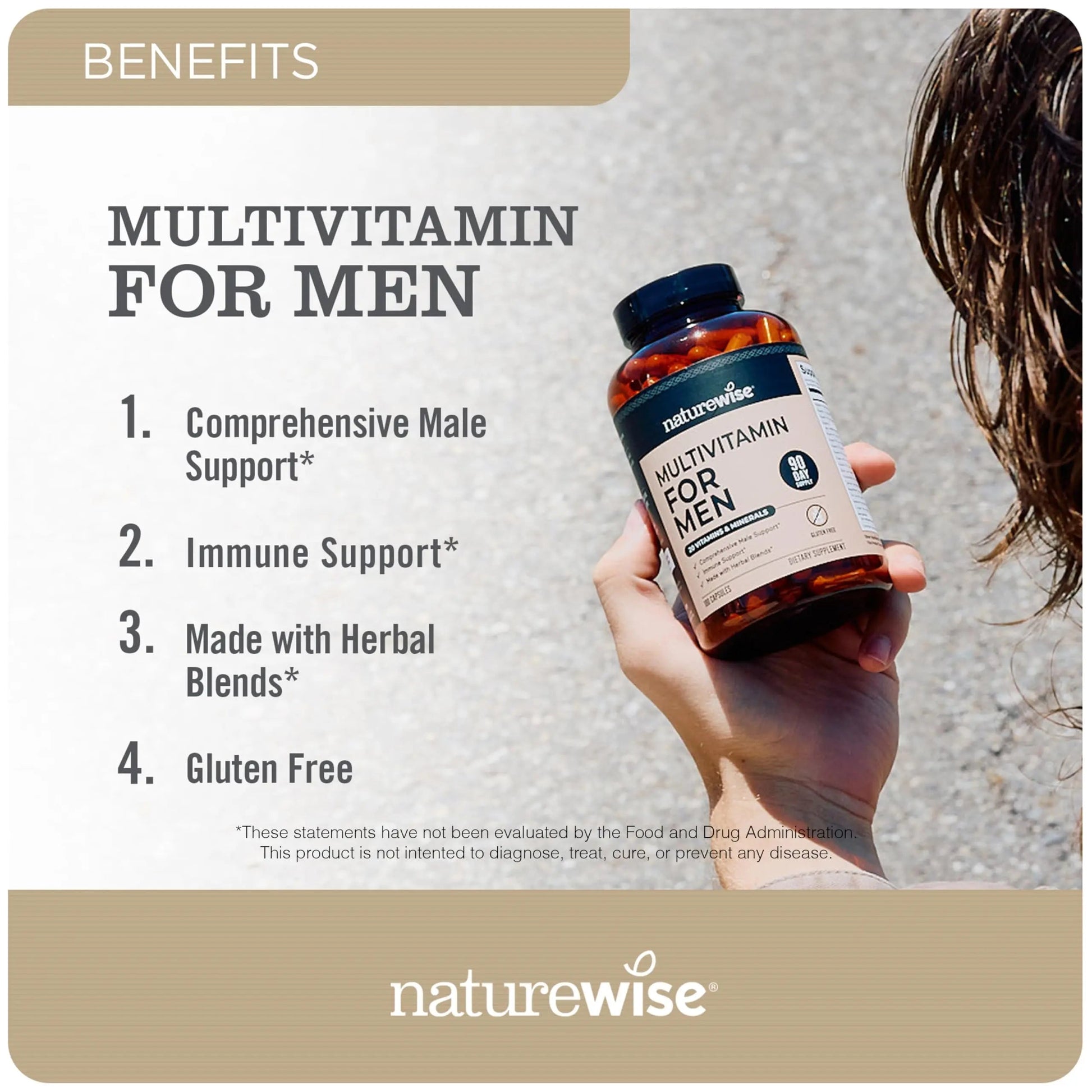 NatureWise [1] Multivitamin for Men - Non-GMO - 90 Capsules[45-Day Supply] + (Pack of 2) Omega 3 Fish Oil 1000mg + Vitamin E - Wild-Caught - 60 Softgels[30-Day Supply] NatureWise Au supplements