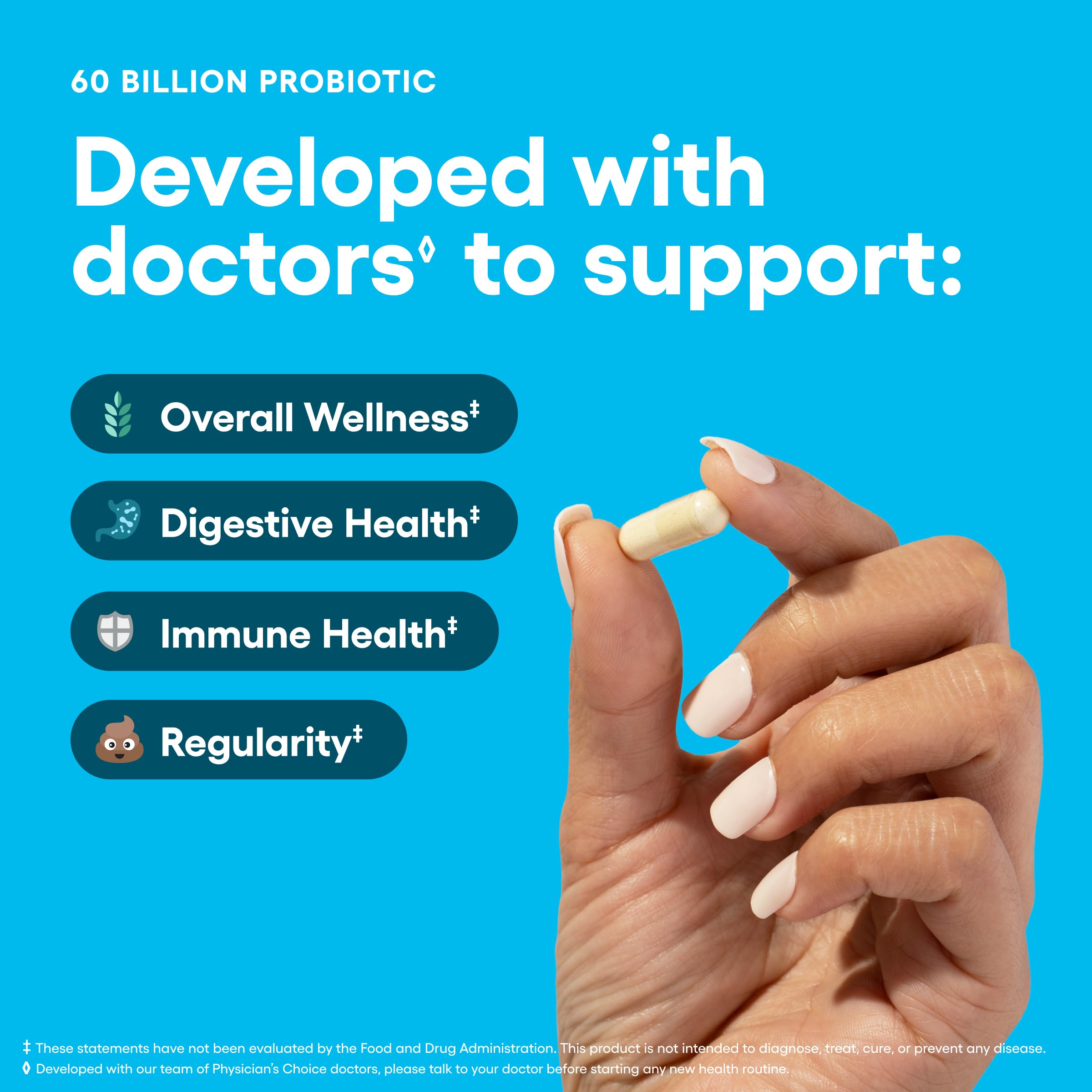 Physician's CHOICE Probiotics 60 Billion CFU - 10 Strains + Organic Prebiotics - Immune, Digestive & Gut Health - Supports Occasional Constipation, Diarrhea, Gas & Bloating - for Women & Men - 60ct Physician's CHOICE Au supplements