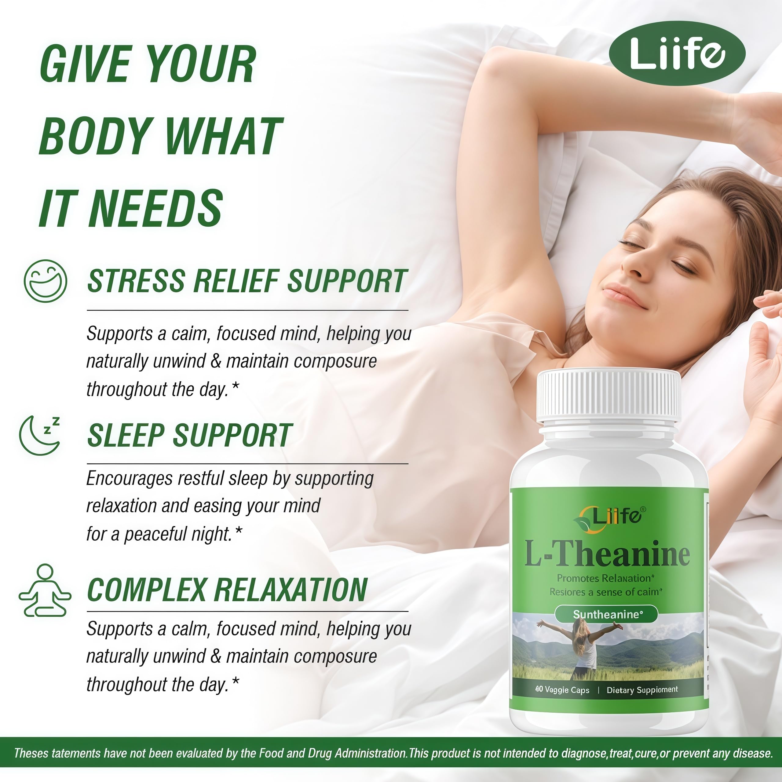 LIIFE L-Theanine (Suntheanine®) with GABA– 60 Veggie Capsules Support with Magnesium & Black Pepper for a Healthy Stress Response, Relaxation, and Focus Increases Brain Alpha-Wave Production* LIIFE Au supplements