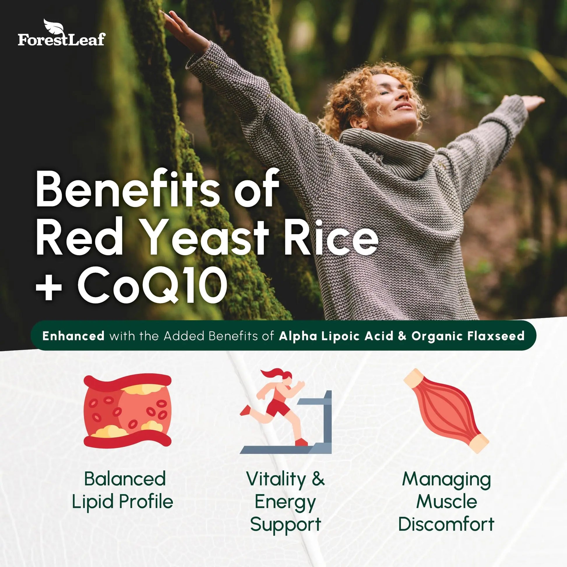 Red Yeast Rice 1215 mg. Capsules - Extra Strength Red Rice Yeast with CoQ10 Supplement, Plus Alpha Lipoic Acid & Organic Flaxseed, Citrinin Free, Supports Cardiovascular Health, Non-GMO 90 Veggie Caps ForestLeaf Au supplements