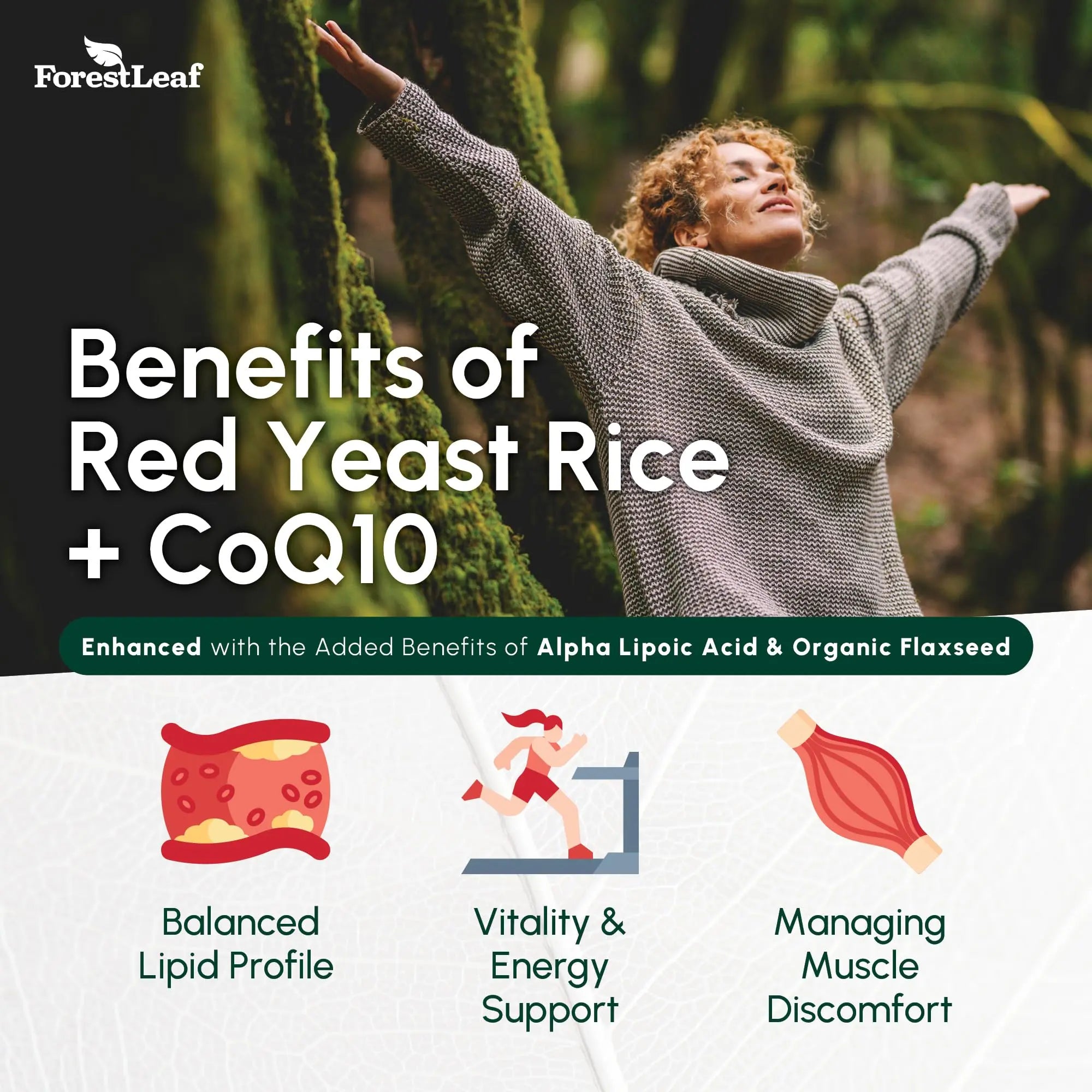 Red Yeast Rice 1215 mg. Capsules - Extra Strength Red Rice Yeast with CoQ10 Supplement, Plus Alpha Lipoic Acid & Organic Flaxseed, Citrinin Free, Supports Cardiovascular Health, Non-GMO 90 Veggie Caps ForestLeaf Au supplements