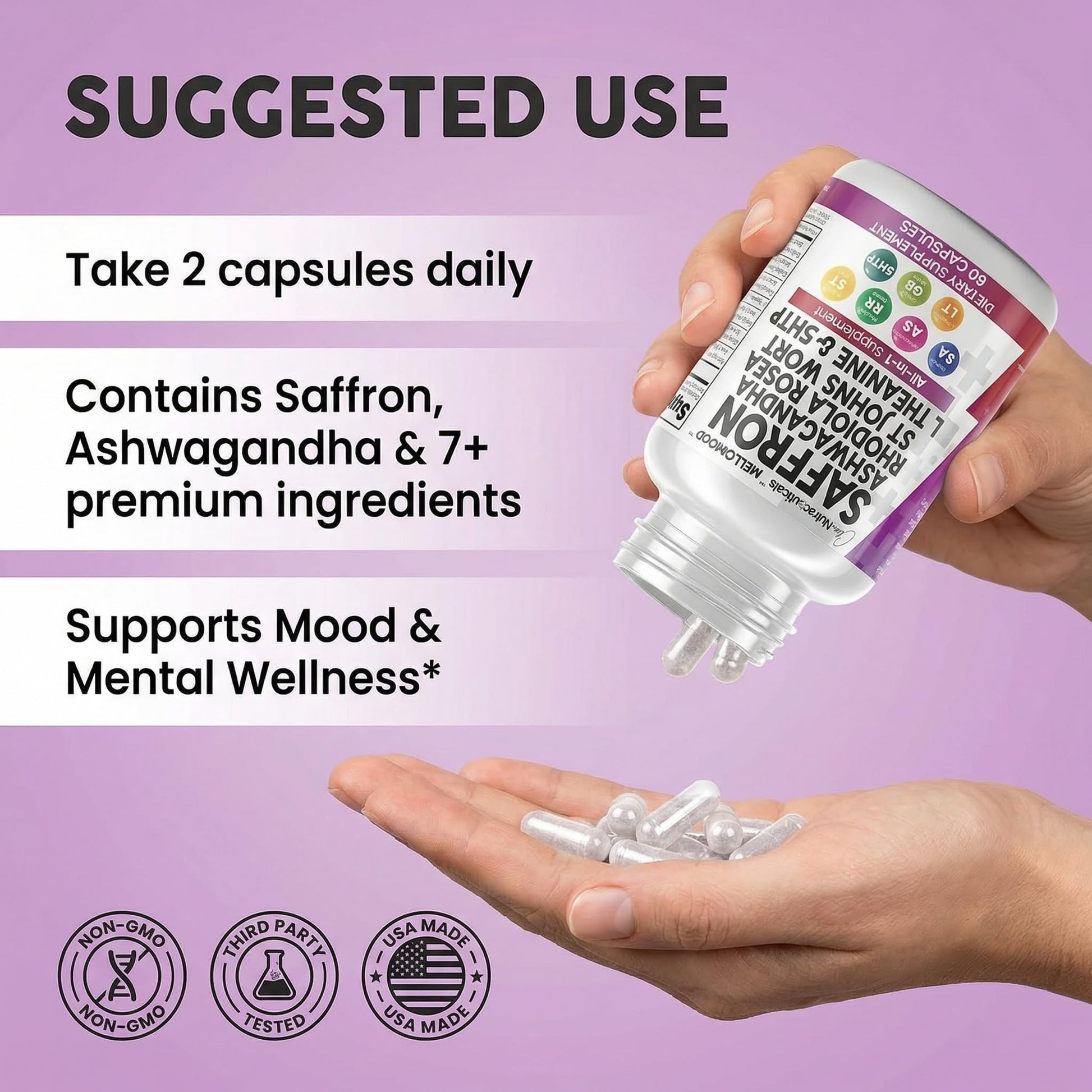 Clean Nutraceuticals Saffron Supplements Extract 100mg + Ashwagandha L-Theanine 200mg - Mood Support Ginkgo Biloba, St. John's Wort, Rhodiola Rosea & 5-HTP Capsules Pills Men Women Clean Nutraceuticals buy supplements Au
