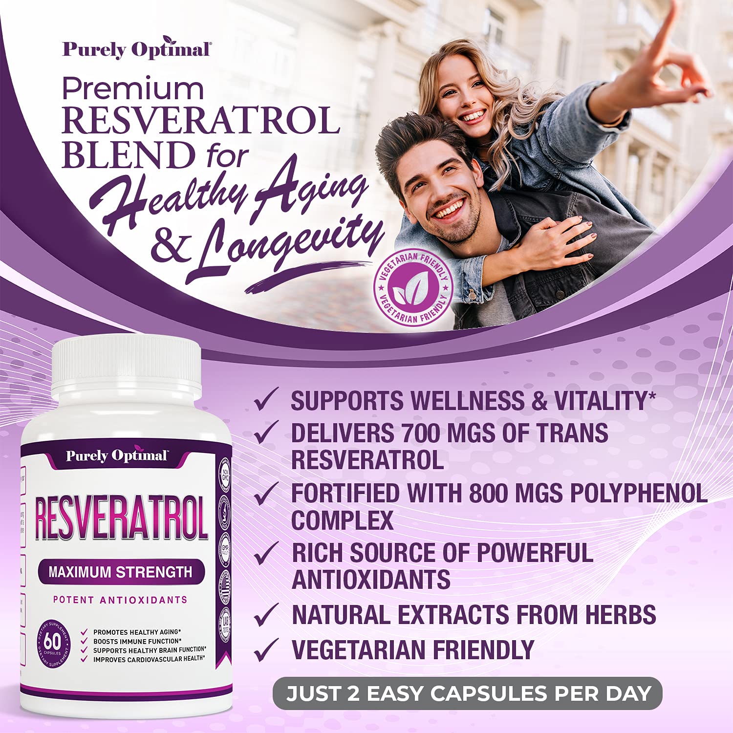 Premium Resveratrol Supplement 1500mg - Max Strength, Trans Resveratrol Capsules Purely Optimal Au supplements