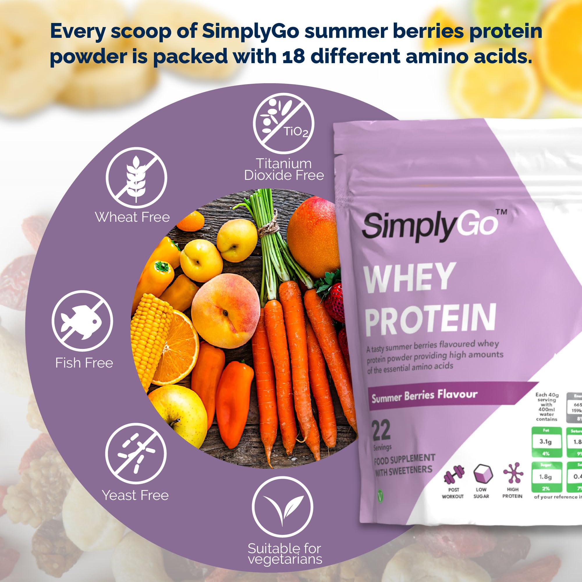 SimplyGo Whey Protein Powder | 900g | Simply Add 30g to Water, Juice or Shakes Simply Supplements Au supplements