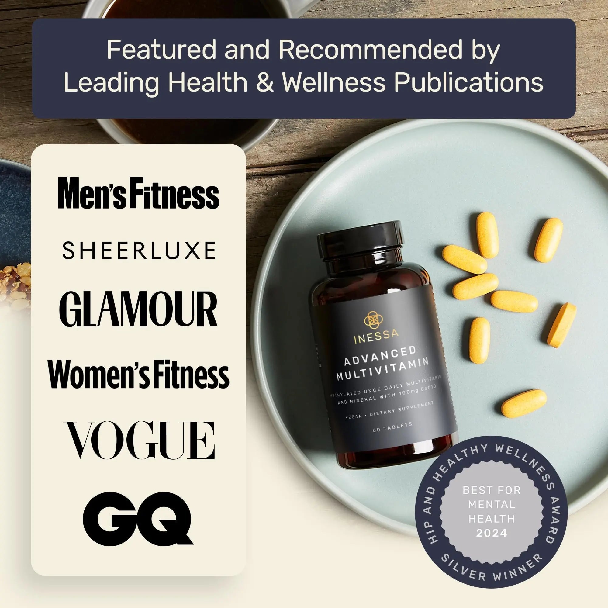 Inessa Methylated Multivitamin for Men and Women - Advanced Natural Daily Mens Multivitamins with CoQ10 100mg, Vitamins D3, K2, A, B Inessa Au supplements
