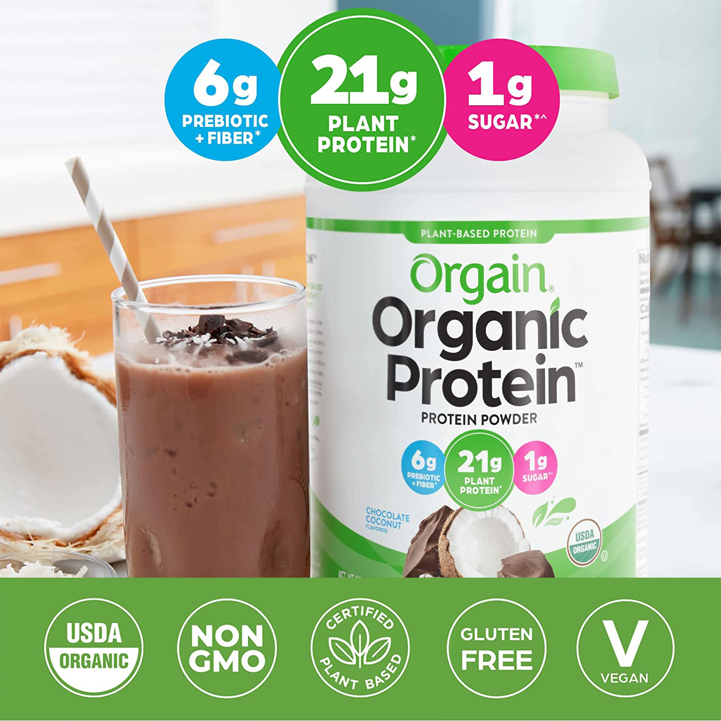 Orgain Organic Vegan Protein Powder, Chocolate Coconut - 21g of Plant Based Protein Orgain Au supplements