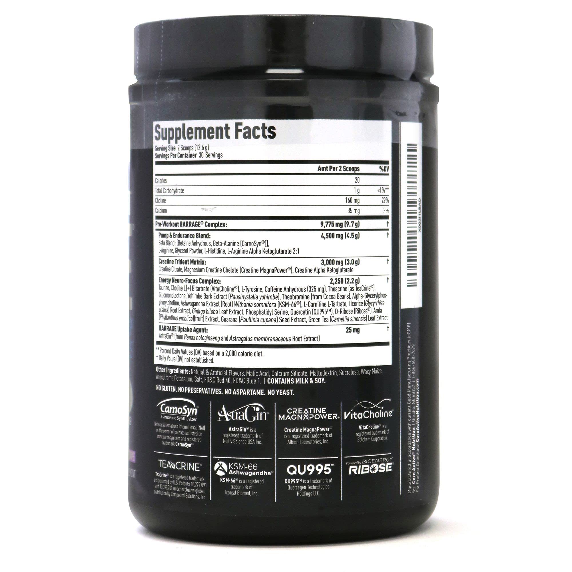 (CORE)ACTIVE Barrage Pre Workout Powder - Preworkout for Women & Men, Creatine (CORE)ACTIVE Au supplements