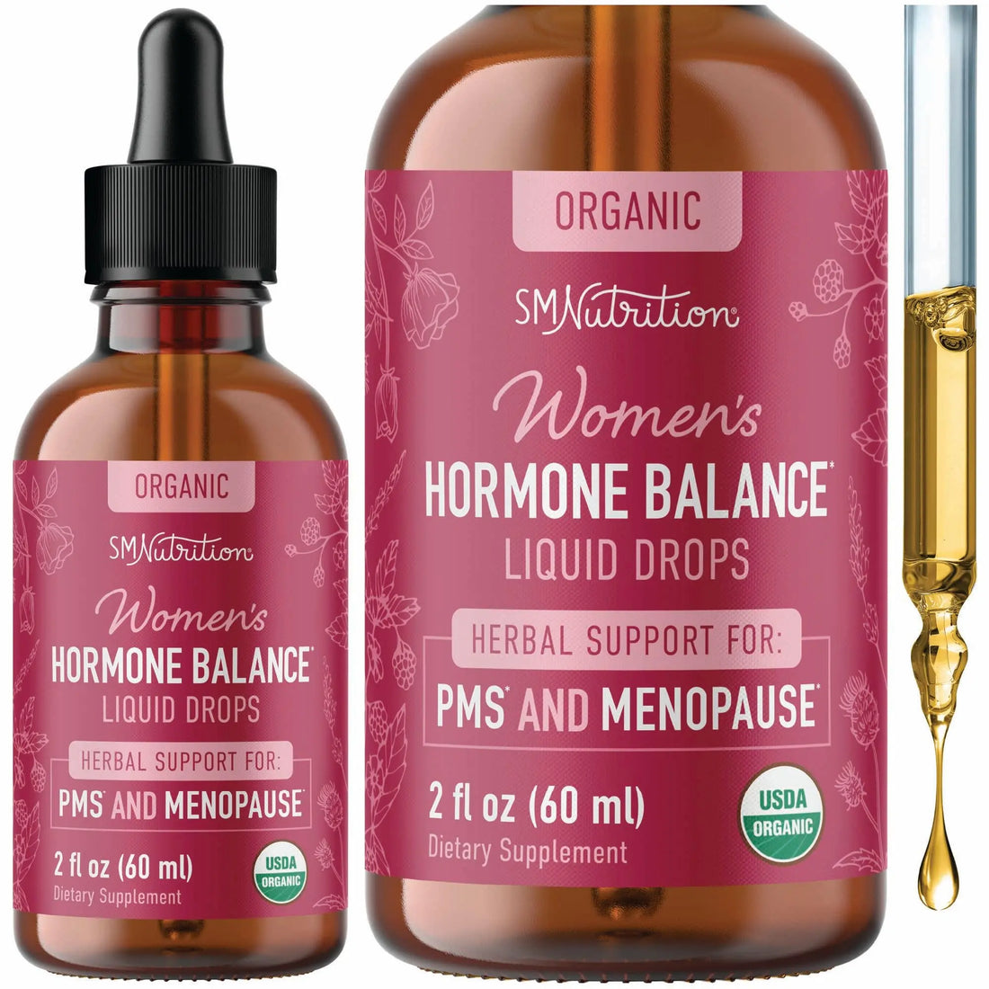 Hormone Balance Liquid Drops | with Black Cohosh, Stinging Nettle, Red Raspberry Leaf, Chasteberry & More | Menopause, Hot Flash, & PMS Relief Menstrual Herbal Support Tincture | Vegan Formula | 2oz SMNutrition uk supplements