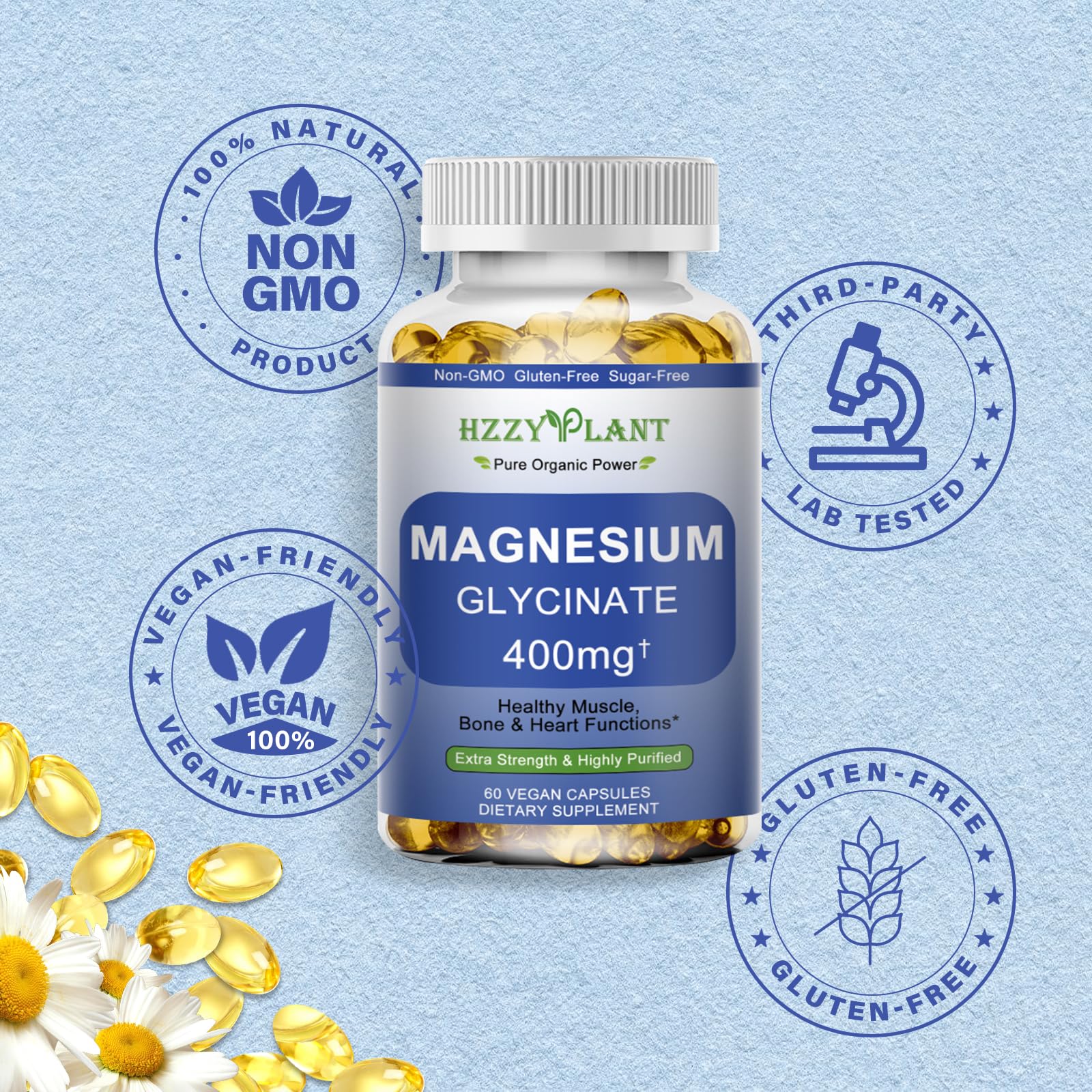 Magnesium Glycinate Softgels, High Absorption Magnesium Glycinate 400mg Supplement for Muscle, Heart, Sleep & Bone Support, Bisglycinate Softgel Capsules Supplement, Vegan, Non-GMO, 2 Month Supply HZZYPLANT Au supplements