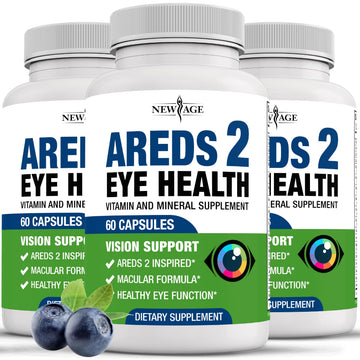 NEW AGE AREDS 2 Eye Vitamins - Lutein, Zeaxanthin, Bilberry, Astaxanthin Mineral Vision Supplement - 180 Count NEW AGE Au supplements