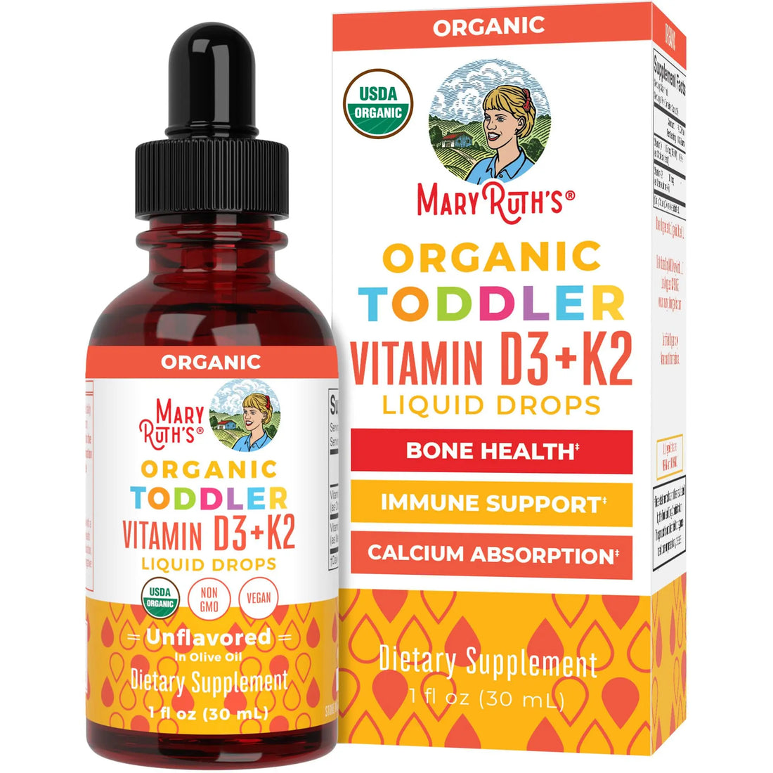 MaryRuth Organics Vitamin D3 | Vitamin K2 | Vitamin D3 K2 Drops | K2 D3 Vitamin Liquid Supplement for Toddlers | Kids Supplement for Calcium Absorption Strong Bones | Vegan | Gluten Free | 1 Fl Oz MARYRUTH'S Au supplements
