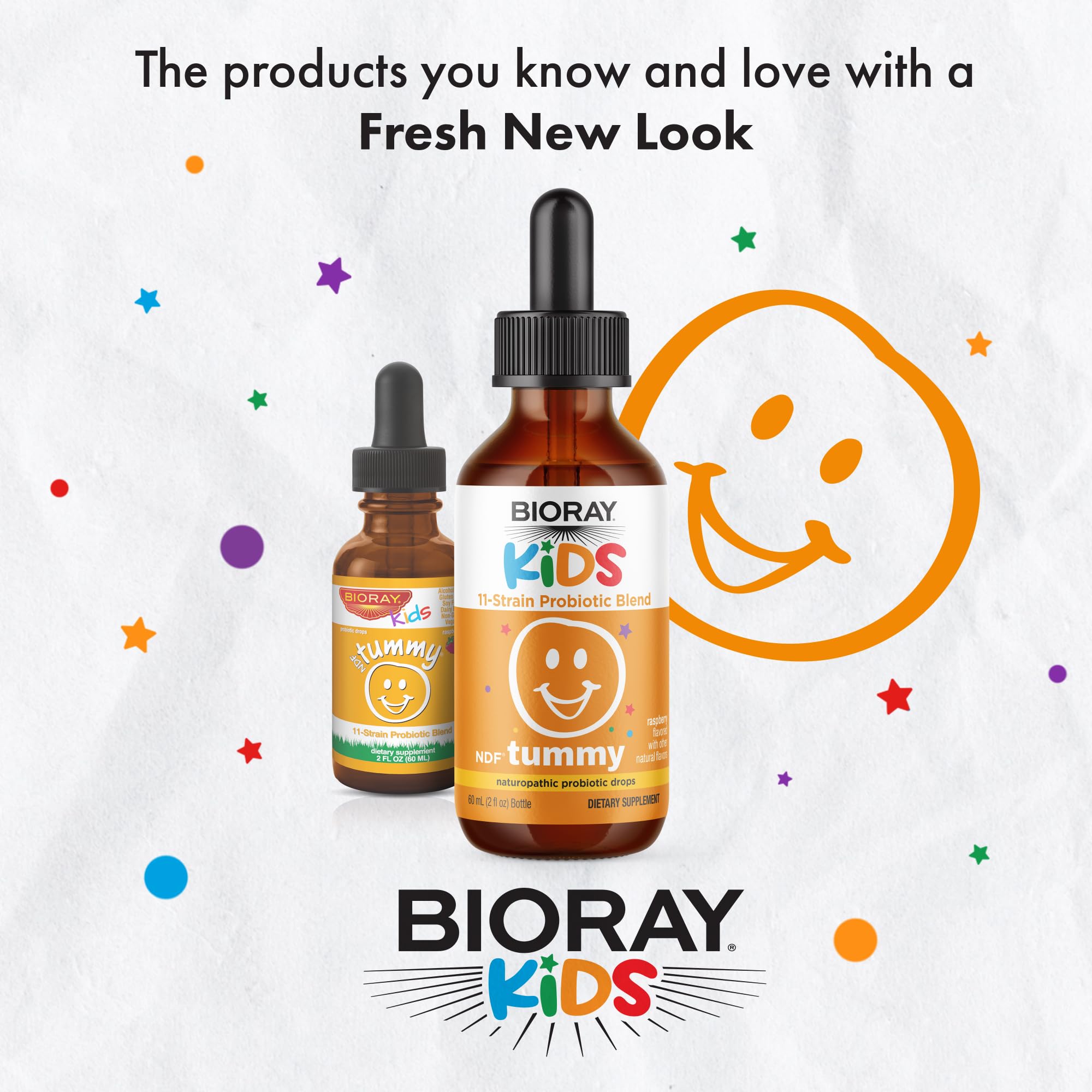 BIORAY Kids NDF Tummy, Raspberry - 4 fl oz (120 mL) - 11-Strain Probiotic Blend - Supports the Immune Response in the GI Tract - Non-GMO, Vegan, Gluten Free - Approx. 120 Servings BIORAY Au supplements
