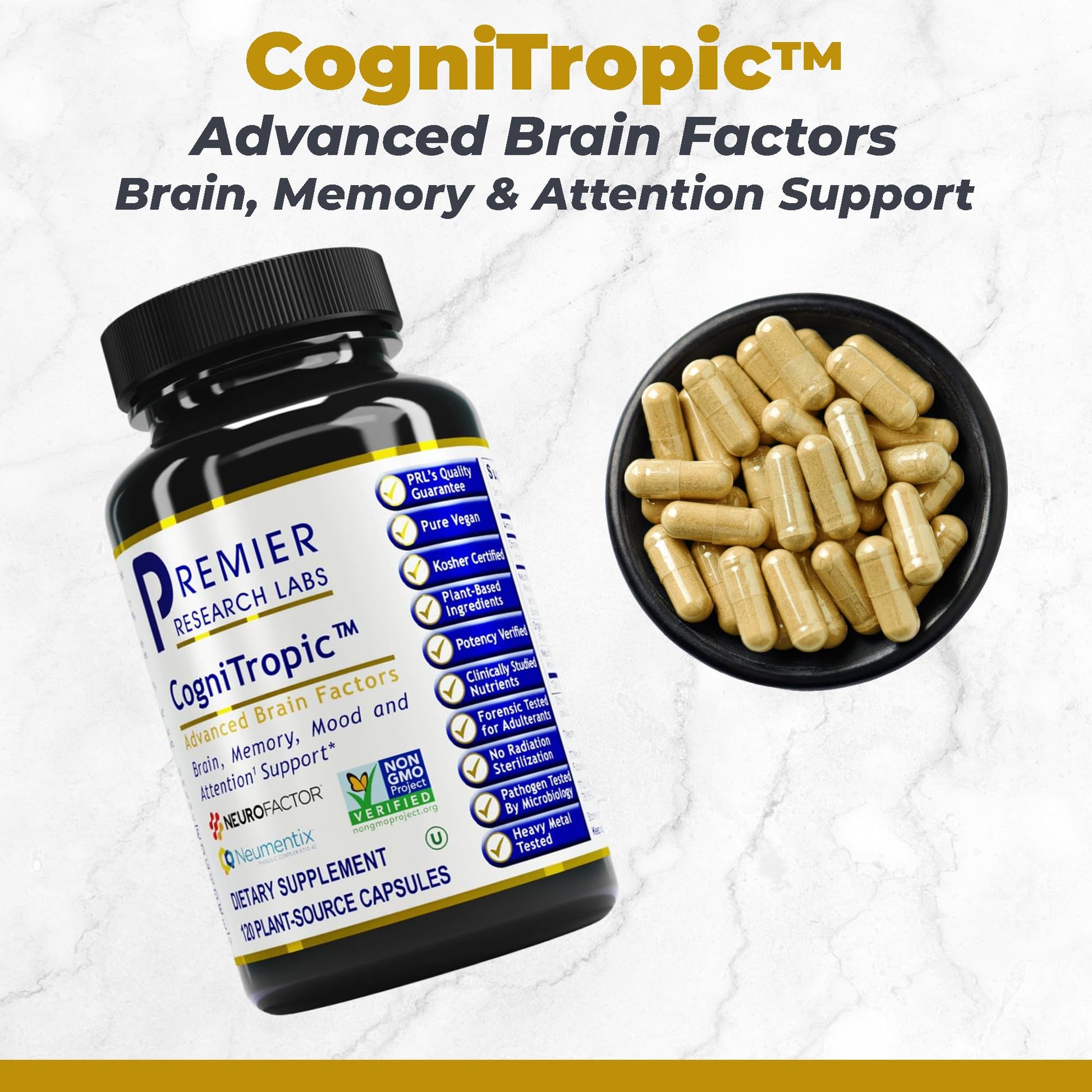 Premier Research Labs Cognitropic - Brain Supplements for Memory and Focus, Focus Supplement, Brain and Memory Power Boost, Clarity Vitamins for Brain, Memory Support - 120 Vegetarian Capsules Premier Research Labs Au supplements