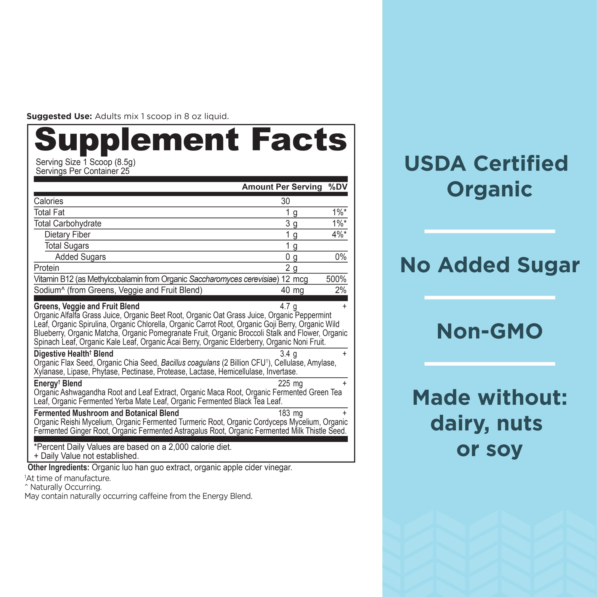 Ancient Nutrition Supergreens Energizer Powder, Organic Superfood Powder with Caffeine Ancient Nutrition Au supplements