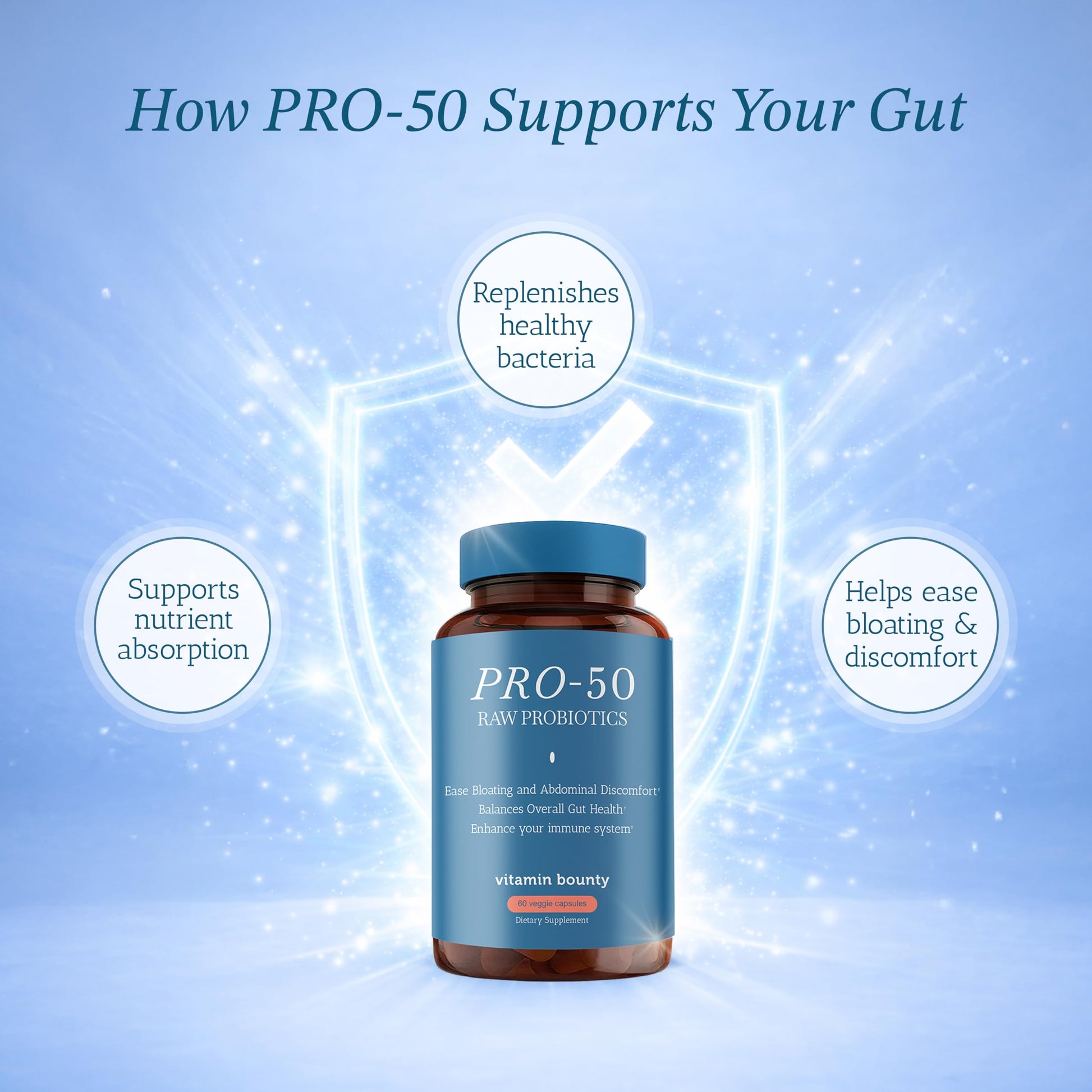 Vitamin Bounty Pro-50 Probiotics 50 Billion CFU for Women & Men - 13 Multi Strain Probiotic + Prebiotic - Digestive Health Supplements for Gut Health Support - Delayed Release Capsules for Men & Women Vitamin Bounty Au supplements