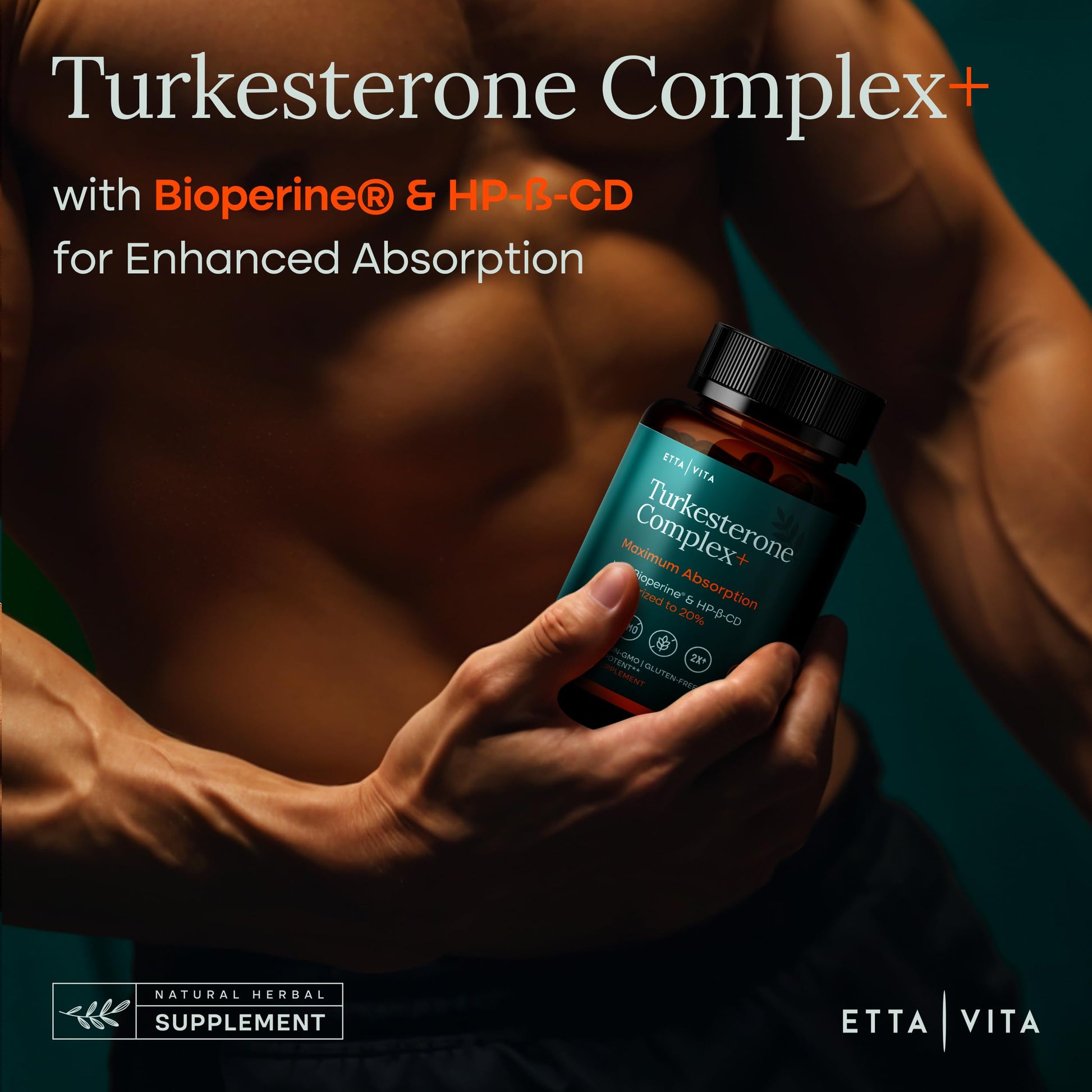 Potent Turkesterone Supplement, 2X Pure (Made in USA - 3rd Party Tested) Most Bioavailable and Natural Test Support Supplement, Supports Energy Lean Muscle Health, Recovery and Stamina, Vegan (60ct) Etta Vita Au supplements