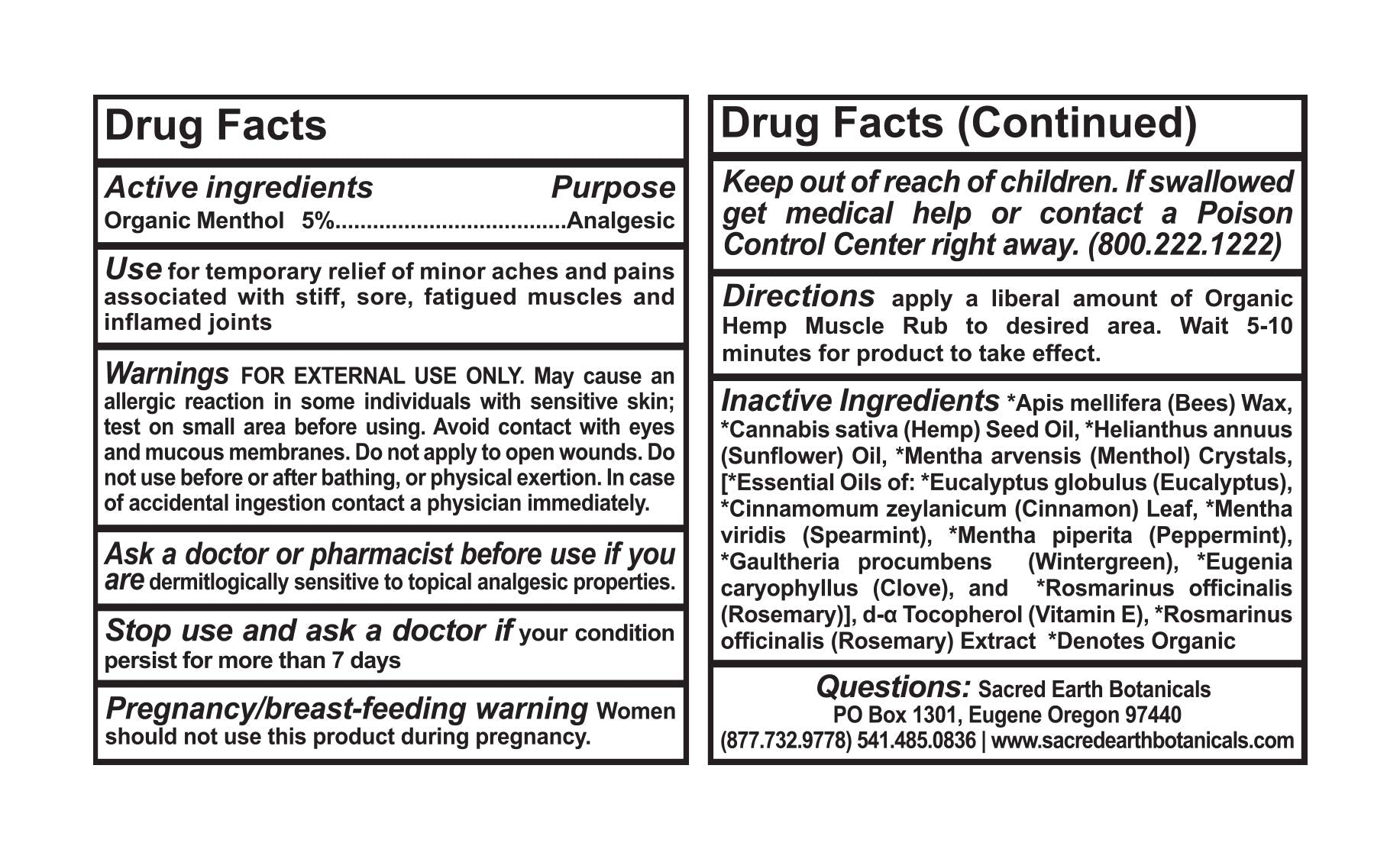 Sacred Earth Botanicals Organic Muscle Rub Single (2-Pack) Sacred Earth Botanicals Au supplements