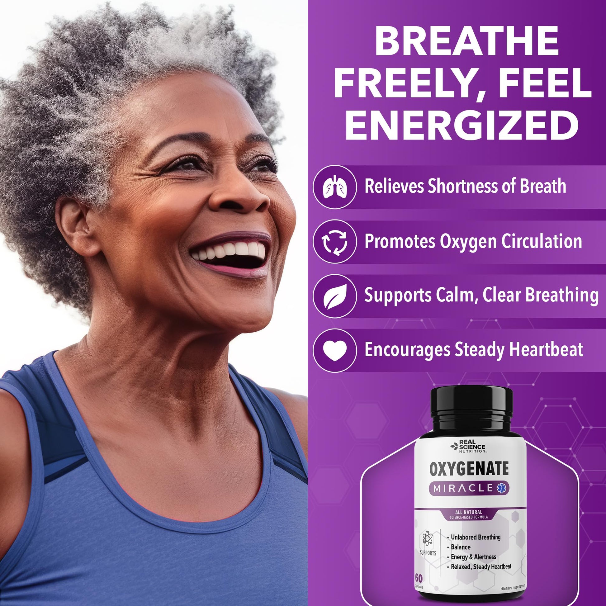 Real Science Oxygenate Miracle – Daily Lung & Circulation Support Supplement for Breathing Comfort and Energy – Supports Respiratory Function and Overall Wellness, 60 Caps Real Science Nutrition Au supplements