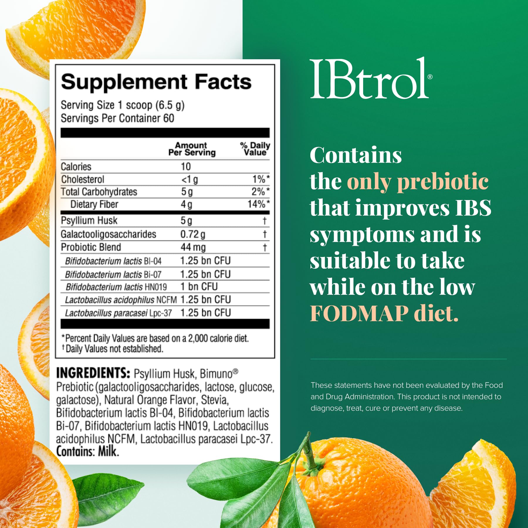 IBtrol® 3–in–1 IBS Gut Health Supplement with Psyllium, Prebiotic and Probiotics, Manages IBS Symptoms, Gas, Bloating, Diarrhea, Constipation, Abdominal Pain 60 Servings (Natural Orange Flavor) Medtrition Au supplements