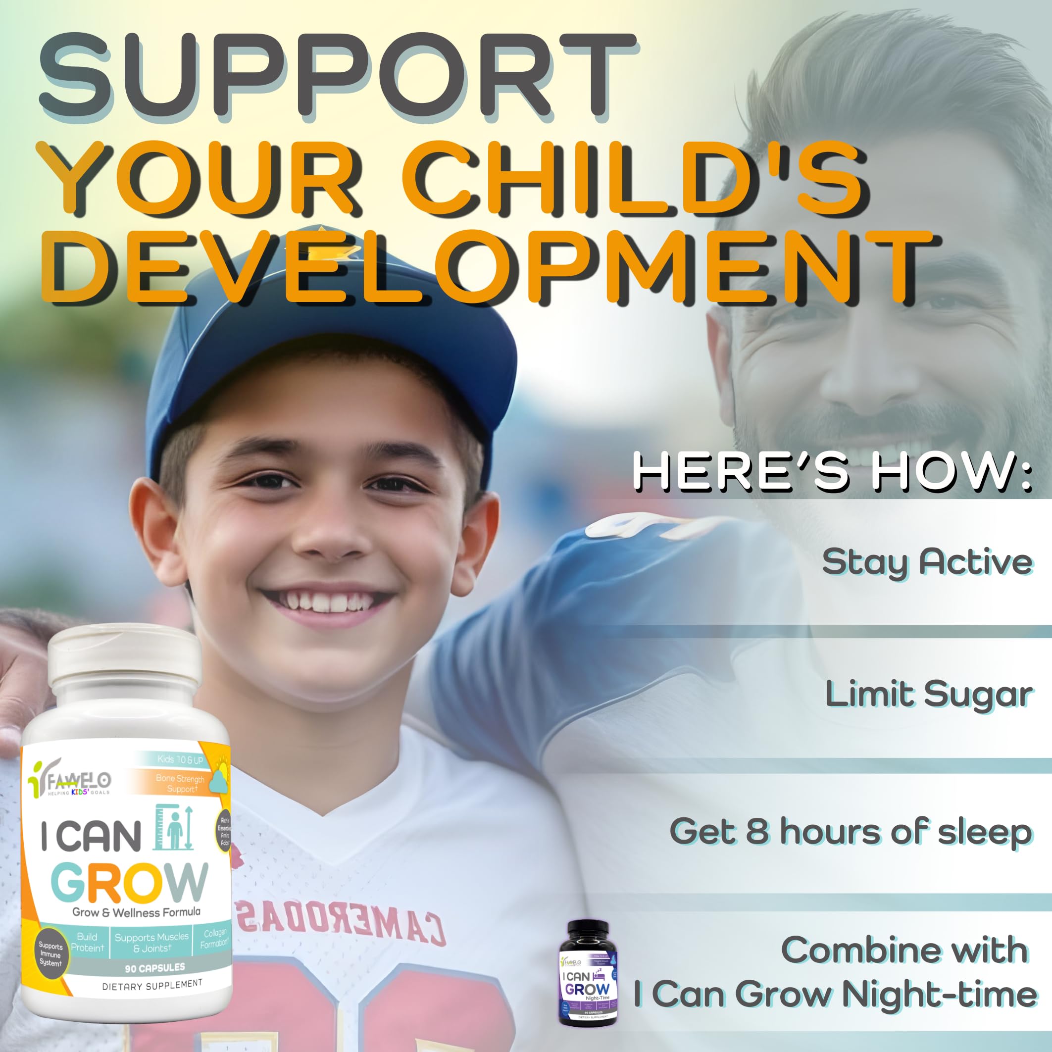 Fawelo I Can Grow (2 Pack) - for Kids 10+ and Teens | Enhances Natural Development | Strength Bone, Muscle & Joints | Immunity & Overall Health | Transparent Ingredients | Made in the USA Fawelo Au supplements