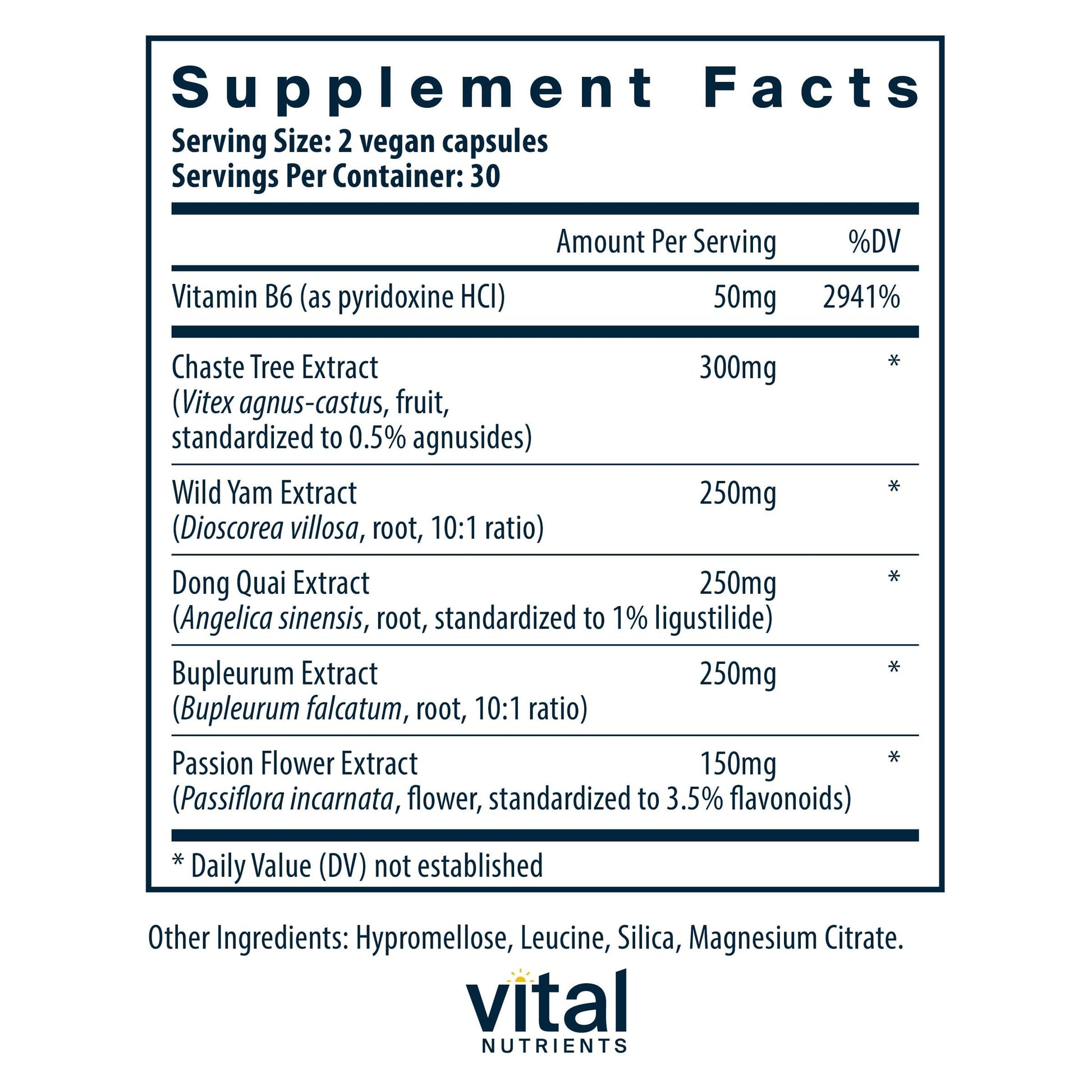 Vital Nutrients PMS Support - Vitex Berry & Passionflower Extract for Premenstrual Support & Hormone Balance* - Vitamin B6 PMS Supplements - Gluten, Dairy, Soy Free - Non-GMO - 60 Capsules Vital Nutrients Au supplements