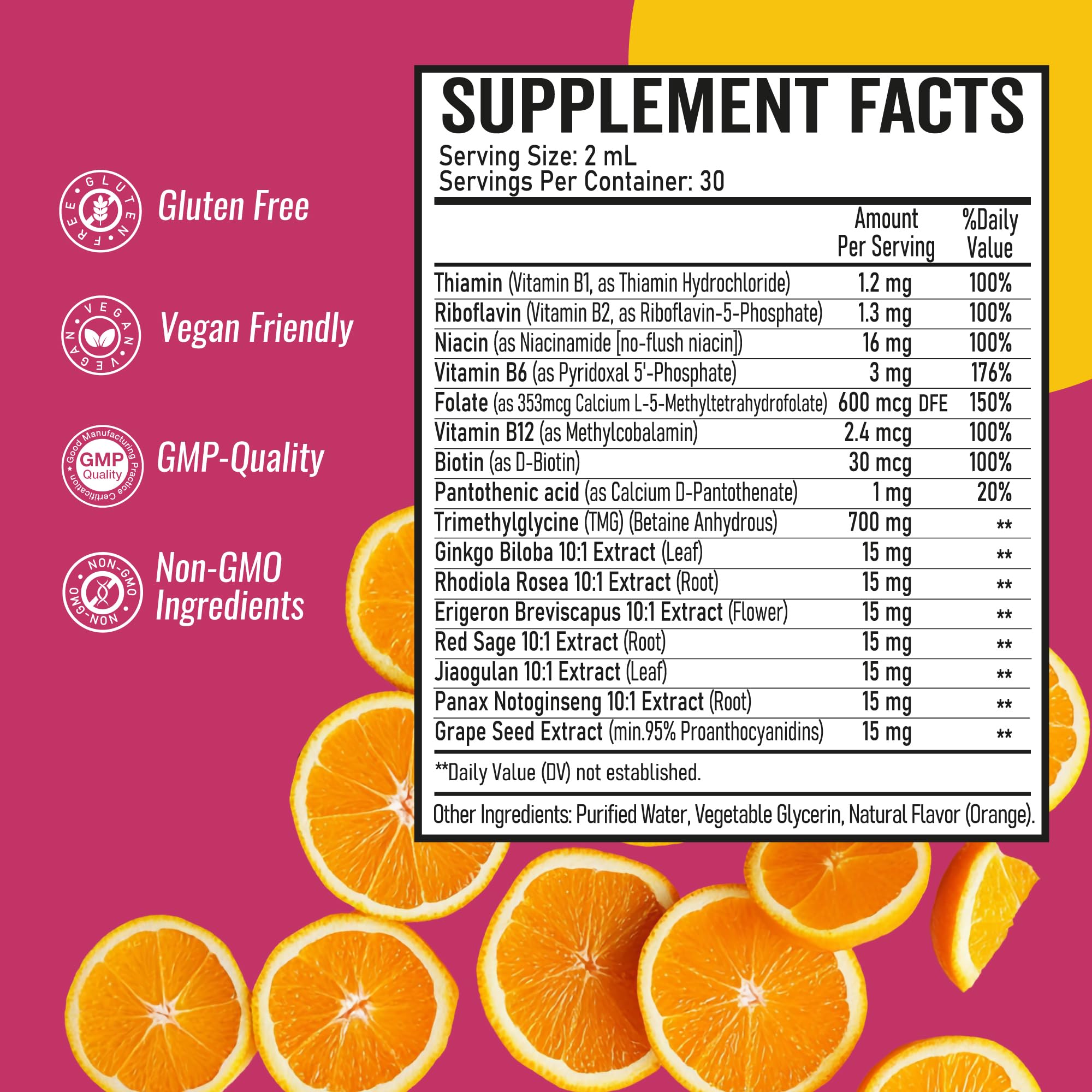 Optiwav TMG Trimethylglycine Liquid Drops - Betaine High Absorption Methylated Vitamins Supplement for Homocysteine Methylation & Heart Health Support - Orange Flavor Gluten Free Vegan - 2 fl oz Optiwav Au supplements