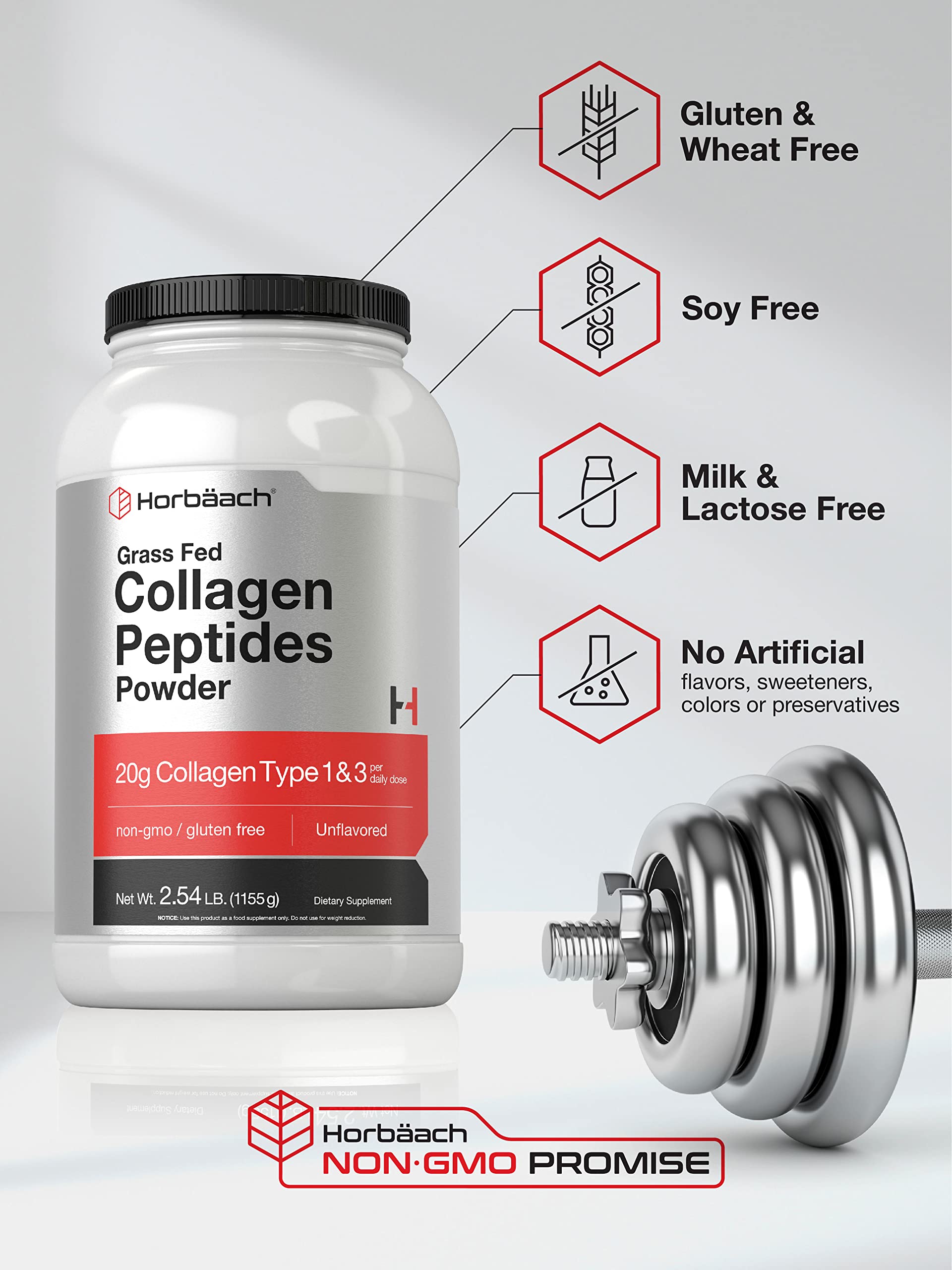 Collagen Peptides Powder 40 oz | Unflavored | Type 1 and 3 | Hydrolyzed Protein Collagen Horbäach Au supplements