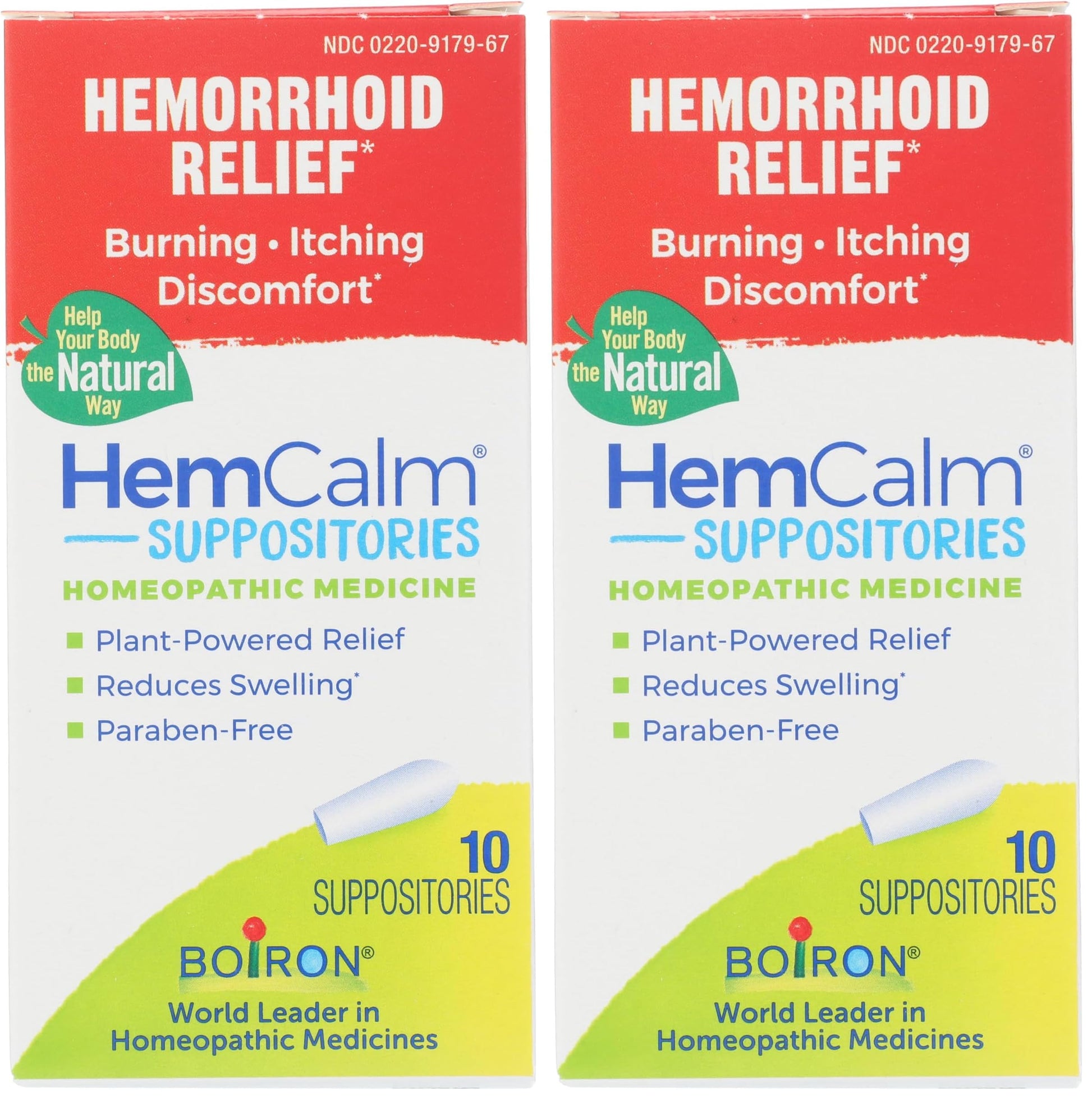 Boiron HemCalm Suppositories for Hemorrhoid Relief of Pain, Itching, Swelling or Discomfort - 10 Count (Pack of 2) Boiron Au supplements